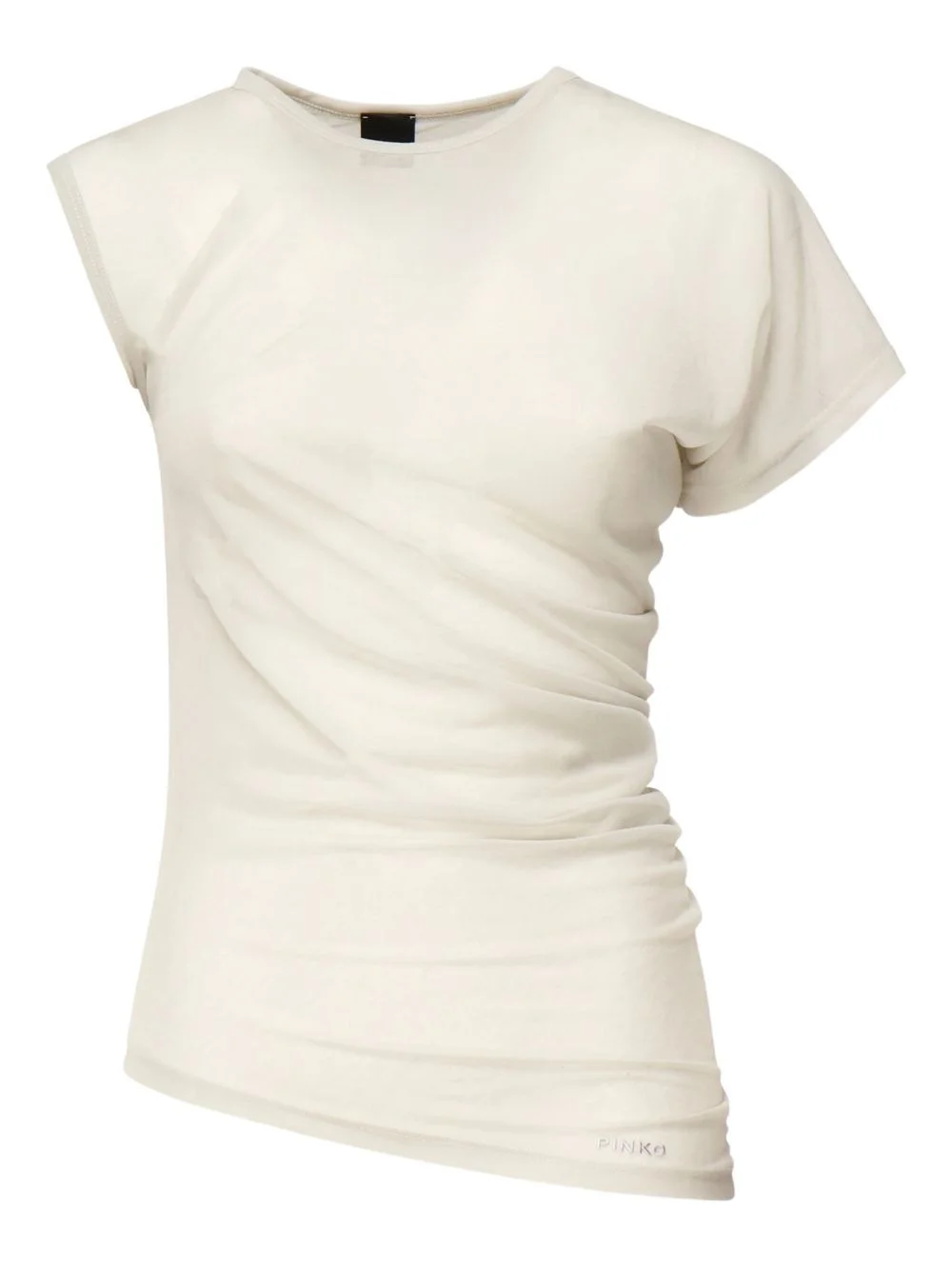 asymmetric-sleeve draped top - 1