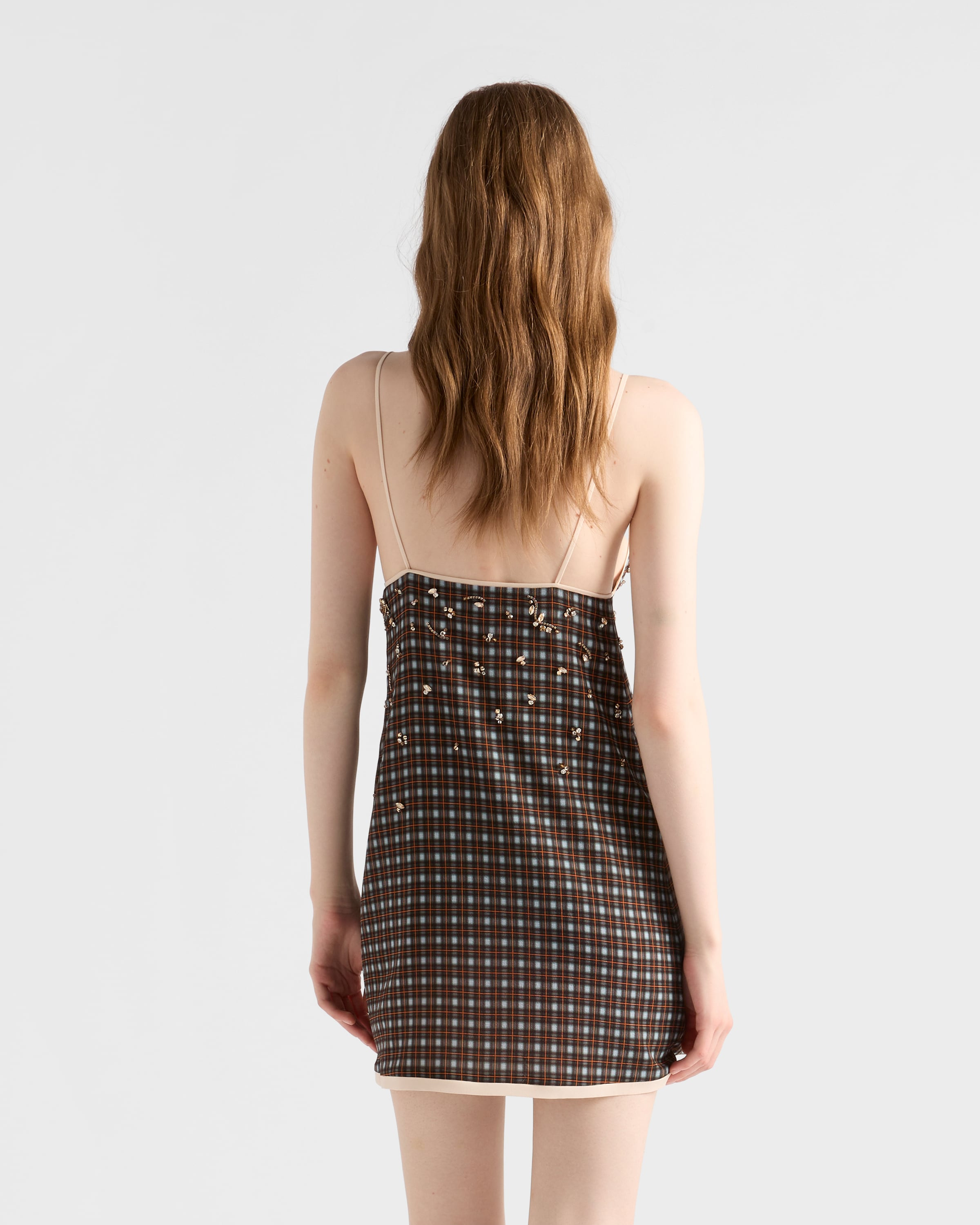 Embellished checked georgette mini-dress - 5