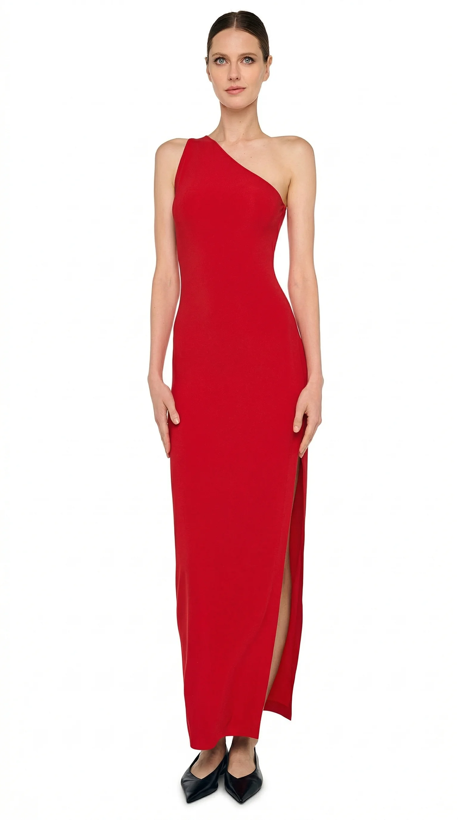 ONE SHOULDER LONG DRESS W/ SIDE SLIT - 1