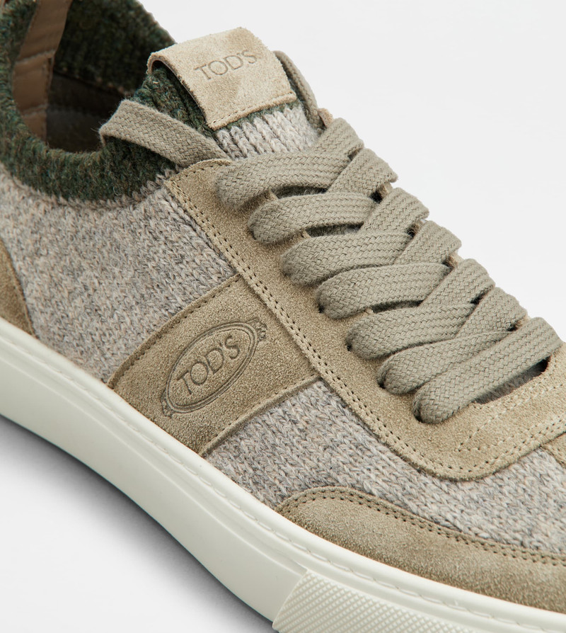 SNEAKERS IN SUEDE AD KNIT - BEIGE, GREEN 6