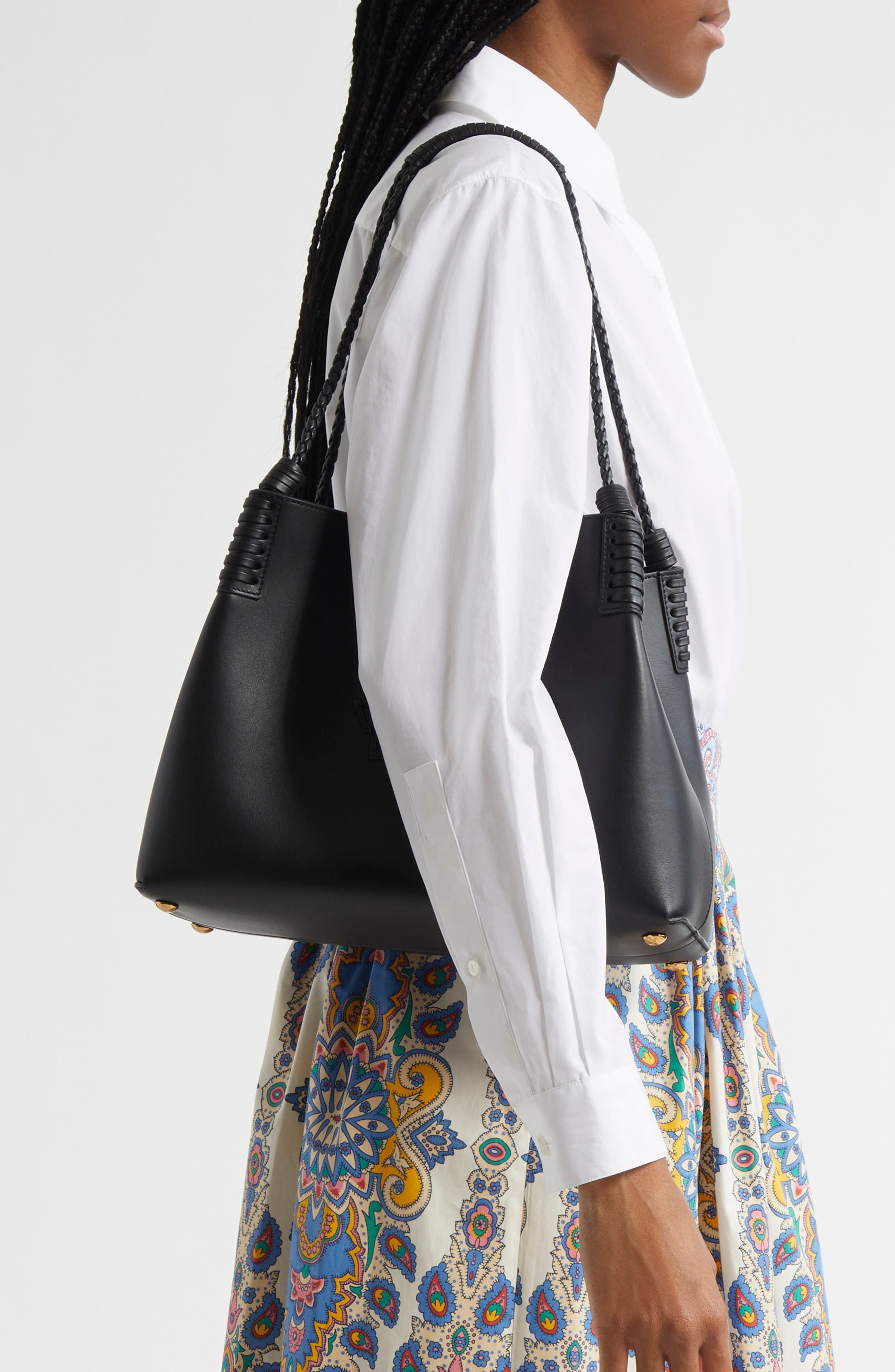 Etro Small Libra Leather Shopping Tote in N0000 Black at Nordstrom - 2