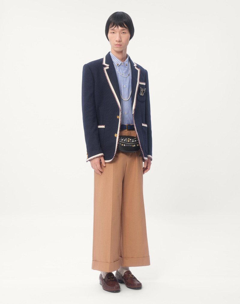 Valentino SINGLE-BREASTED JERSEY COTTON JACKET WITH TORCHON PIPING outlook