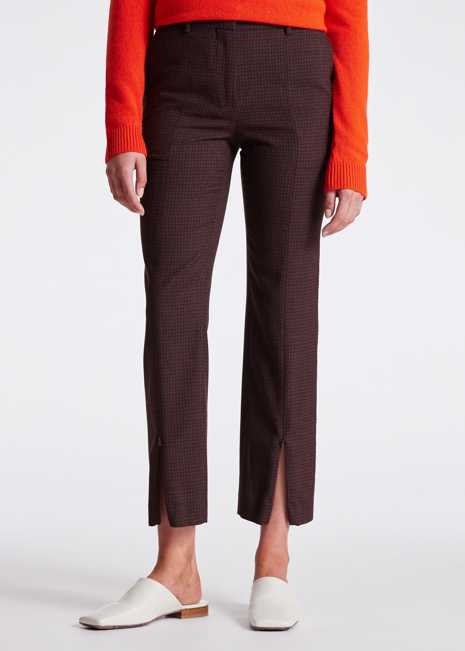 Slim-Fit Micro Check Wool Pants - 5