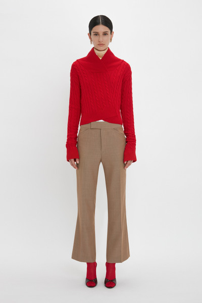 Victoria Beckham Wide Cropped Flare Trouser In Tobacco outlook