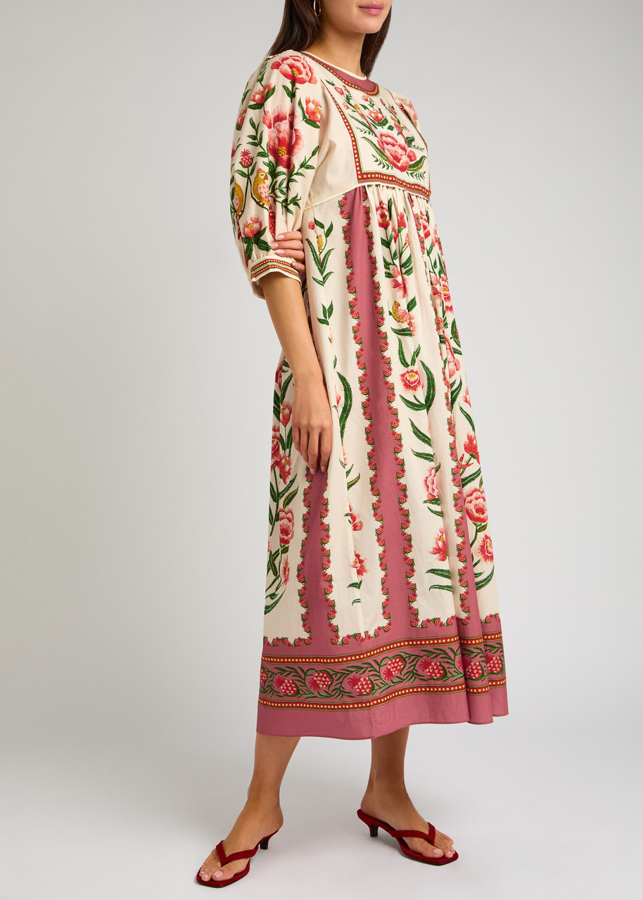 Farm Rio Ainika Printed Poplin Midi Dress - 8
