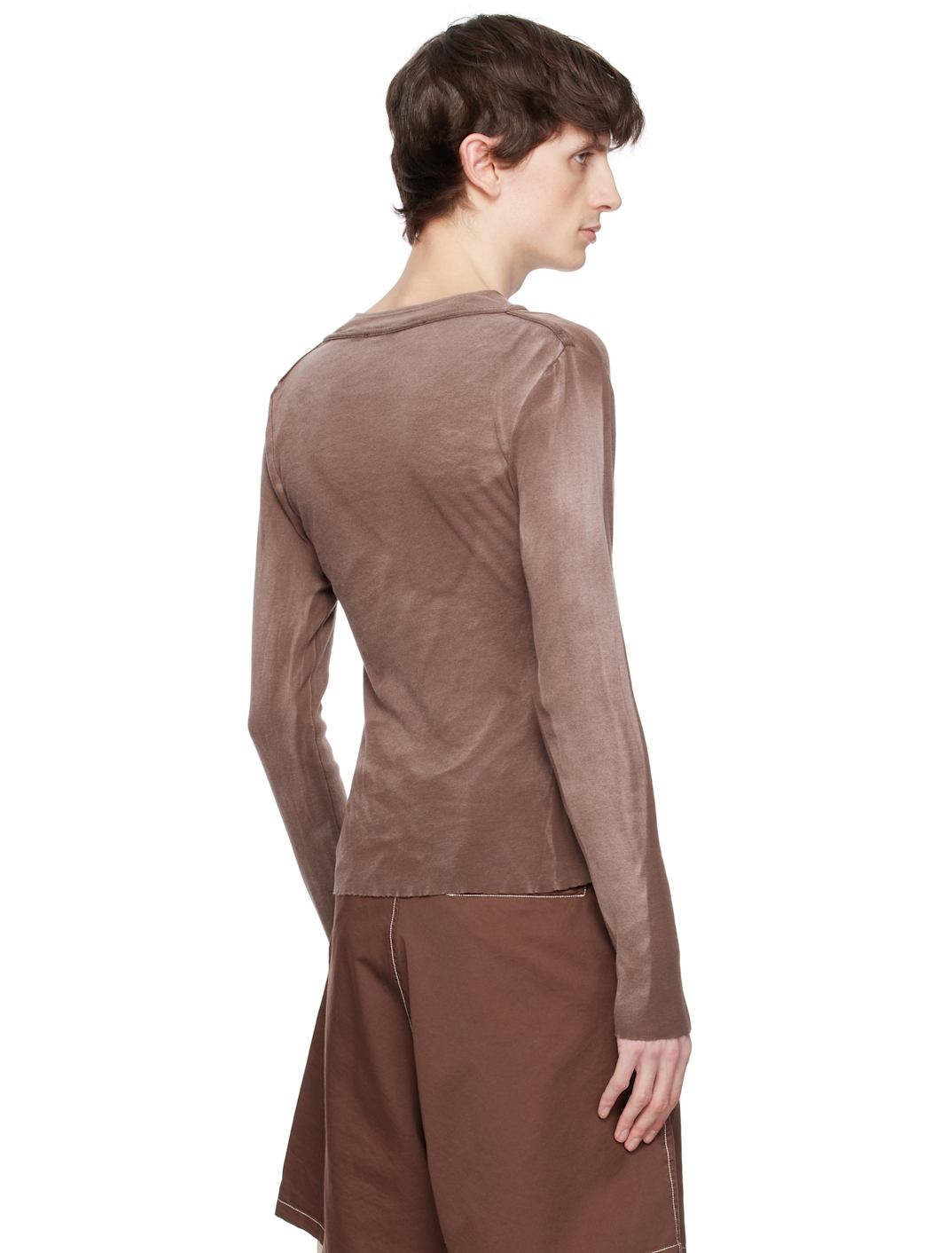 Brown Light Cotton Jersey Tyre Tracks Henley - 3
