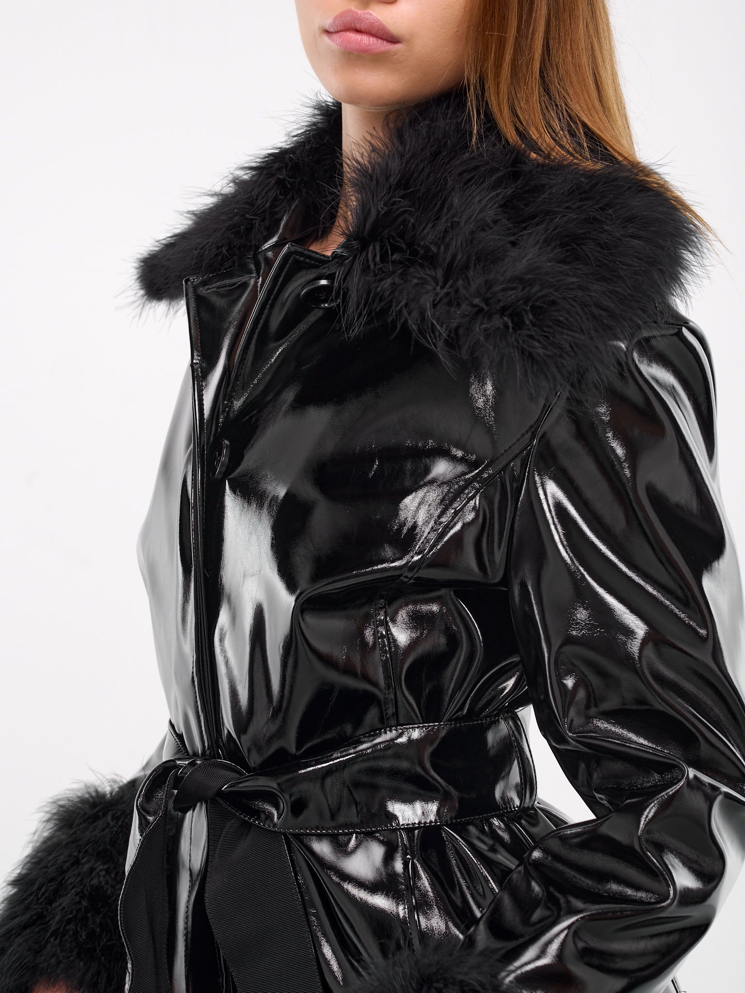 Patent Faux Leather Coat - 4