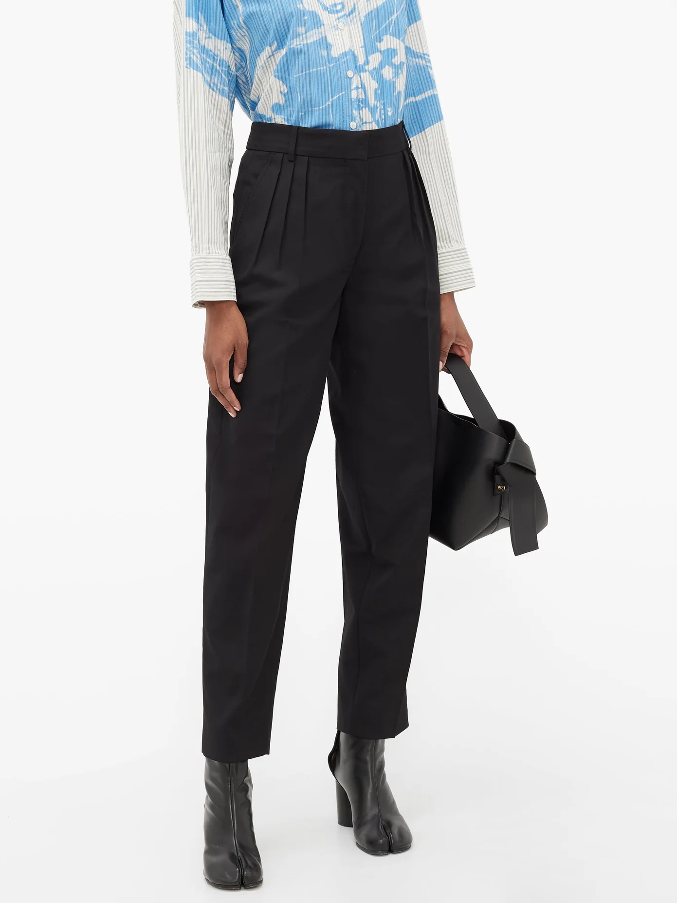 Pana pleated grain-de-poudre trousers - 6