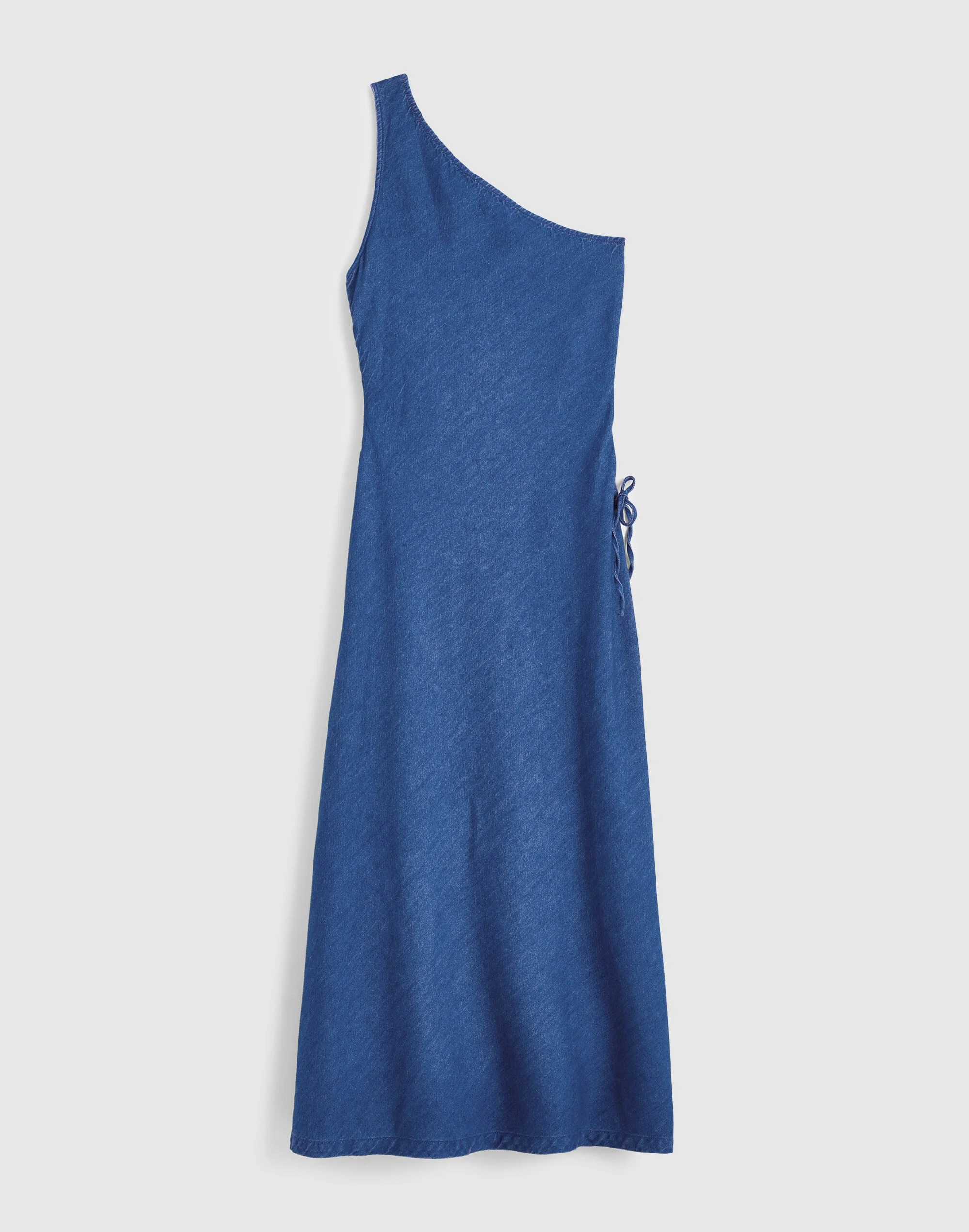 Denim One-Shoulder Maxi Dress - 1