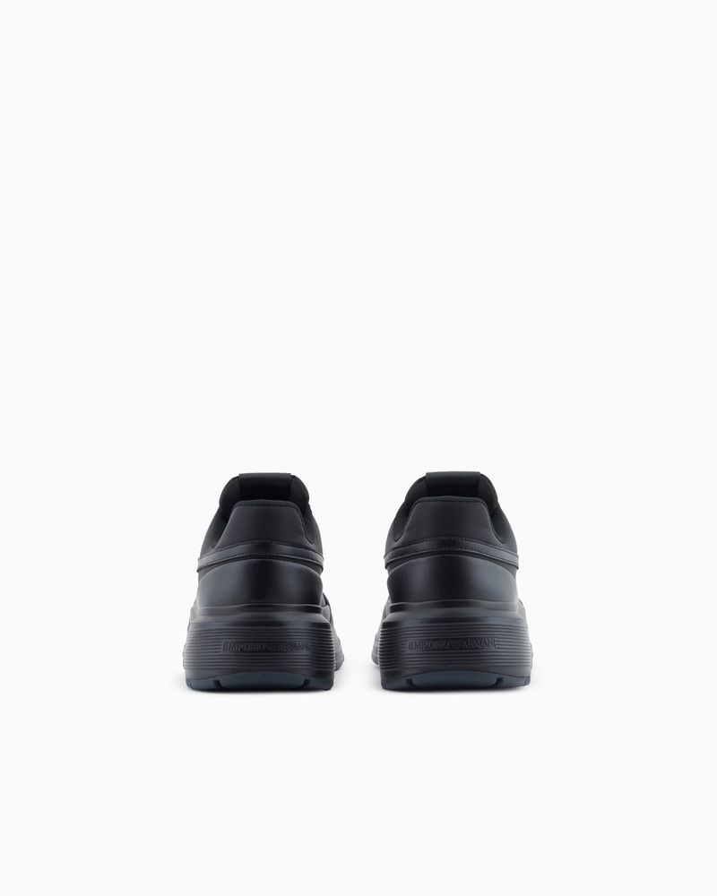 EMPORIO ARMANI NYLON AND LEATHER SNEAKERS outlook