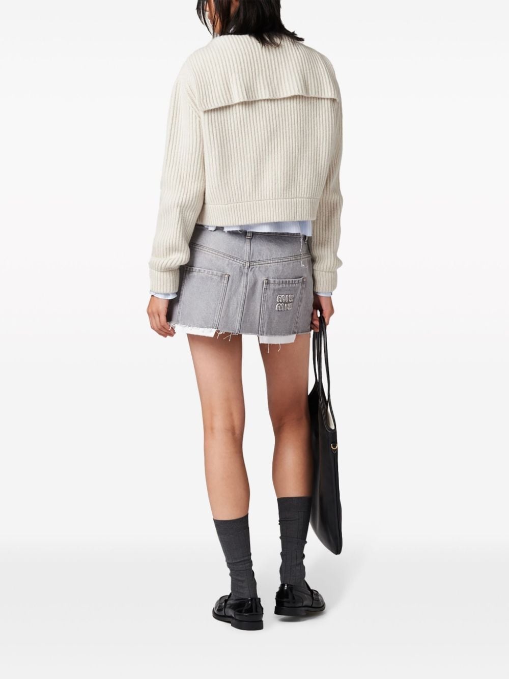 logo-embroidered denim miniskirt - 3