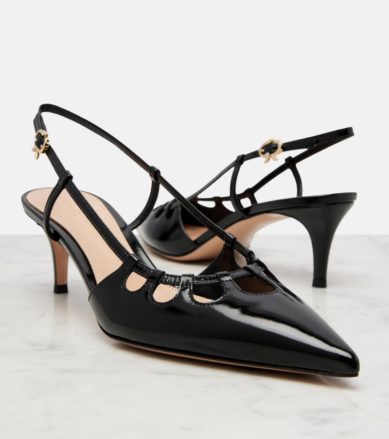 Pointy 55 patent leather slingback pumps 5
