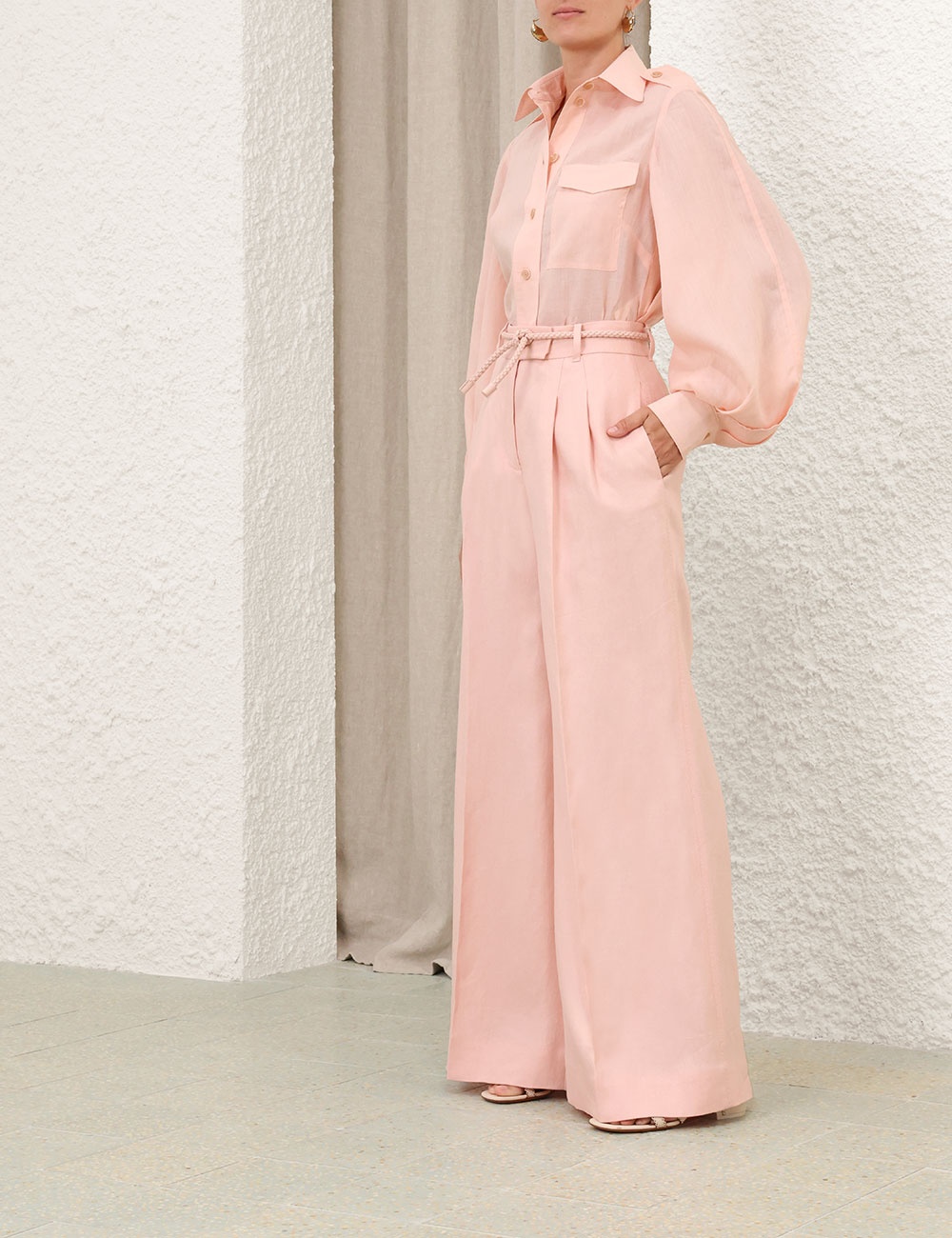 パンツ Zimmermann PANTS (2408PS251 LEM) Hypnotic Linen Wide Leg Pant Pink Online | Zimmermann