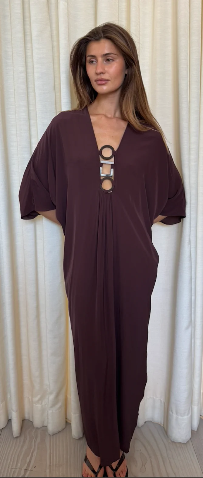 Geometric Long Brown Kaftan - 1