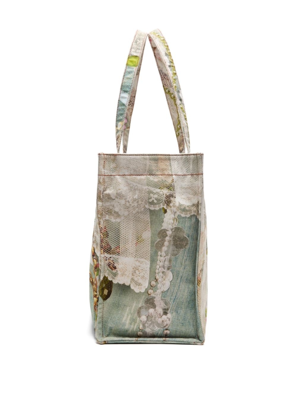 lace-trimmed printed tote bag - 3