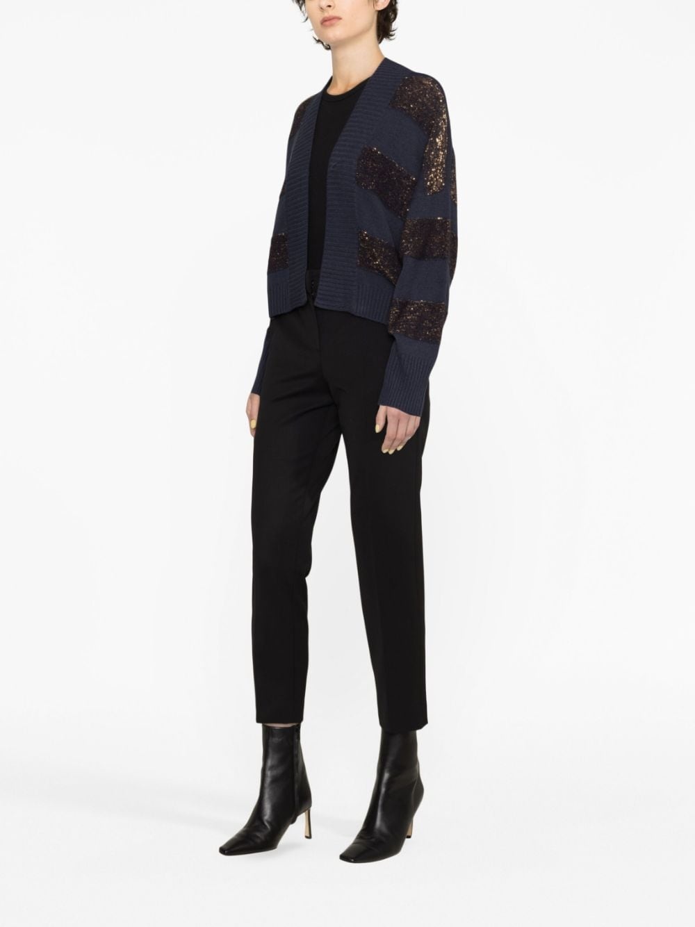 sequin-embellished knitted cardigan - 3
