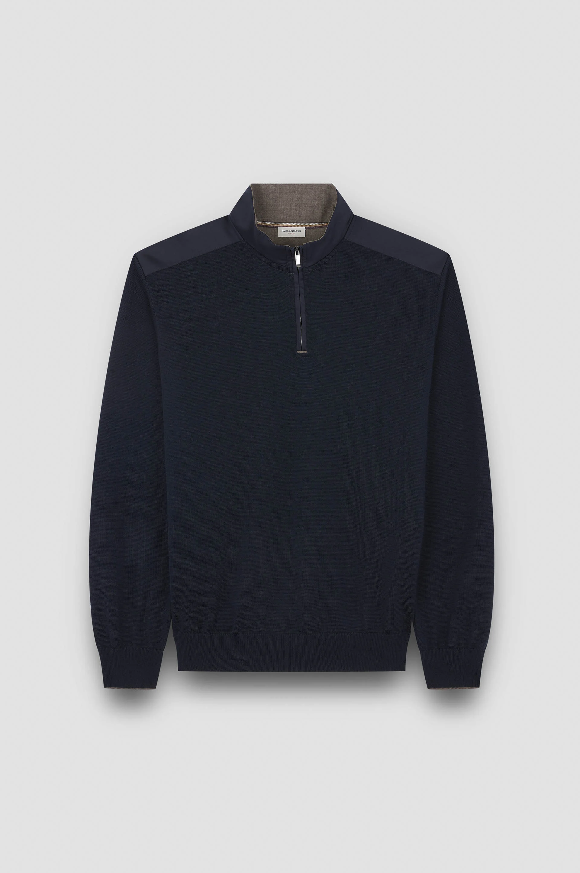 RIVIERA METAL SHARK FIN MERINO EXTRAFINE HALF ZIP SWEATER - 1