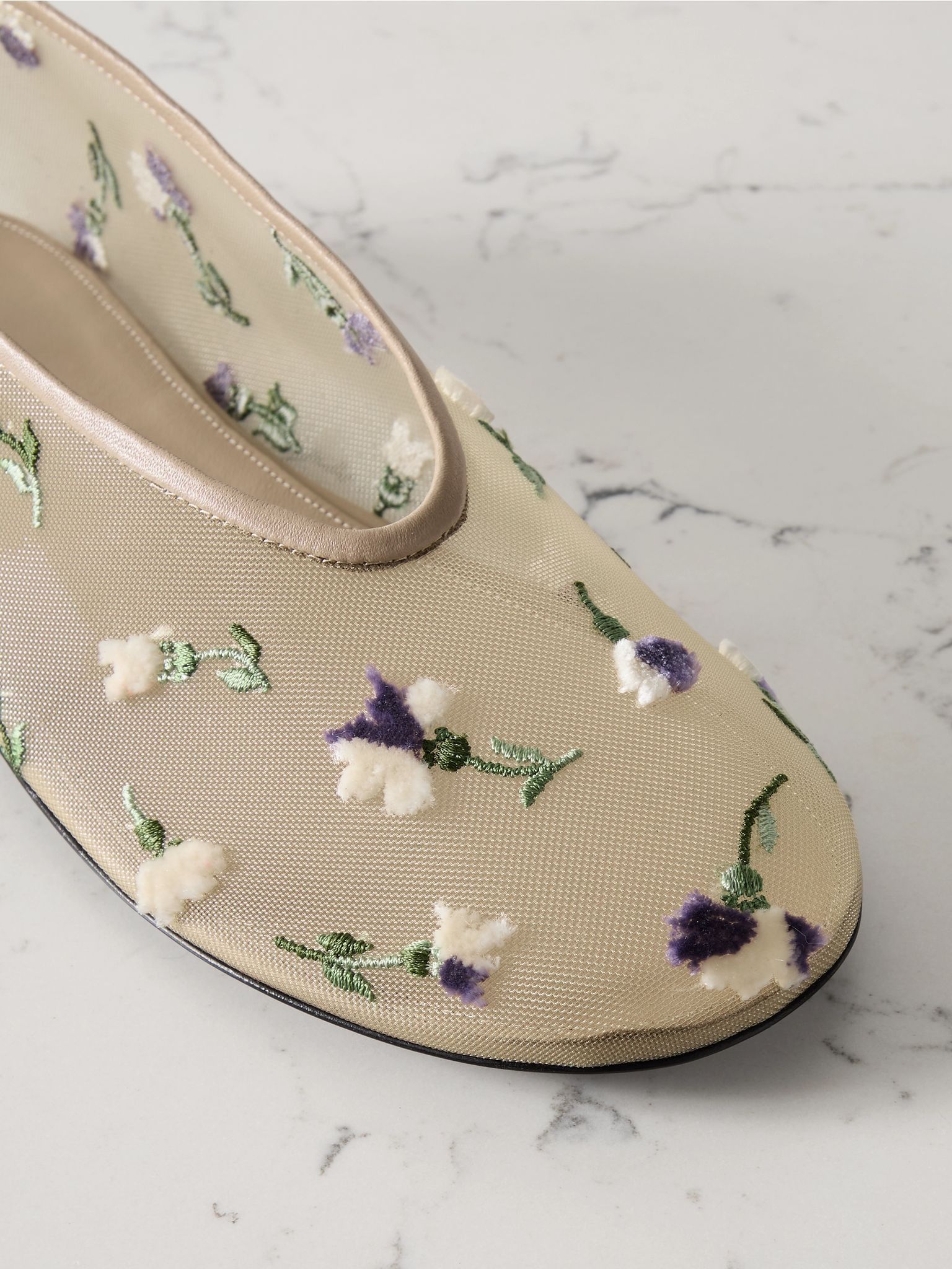 Marcy embroidered mesh ballet flats Neutral - 4