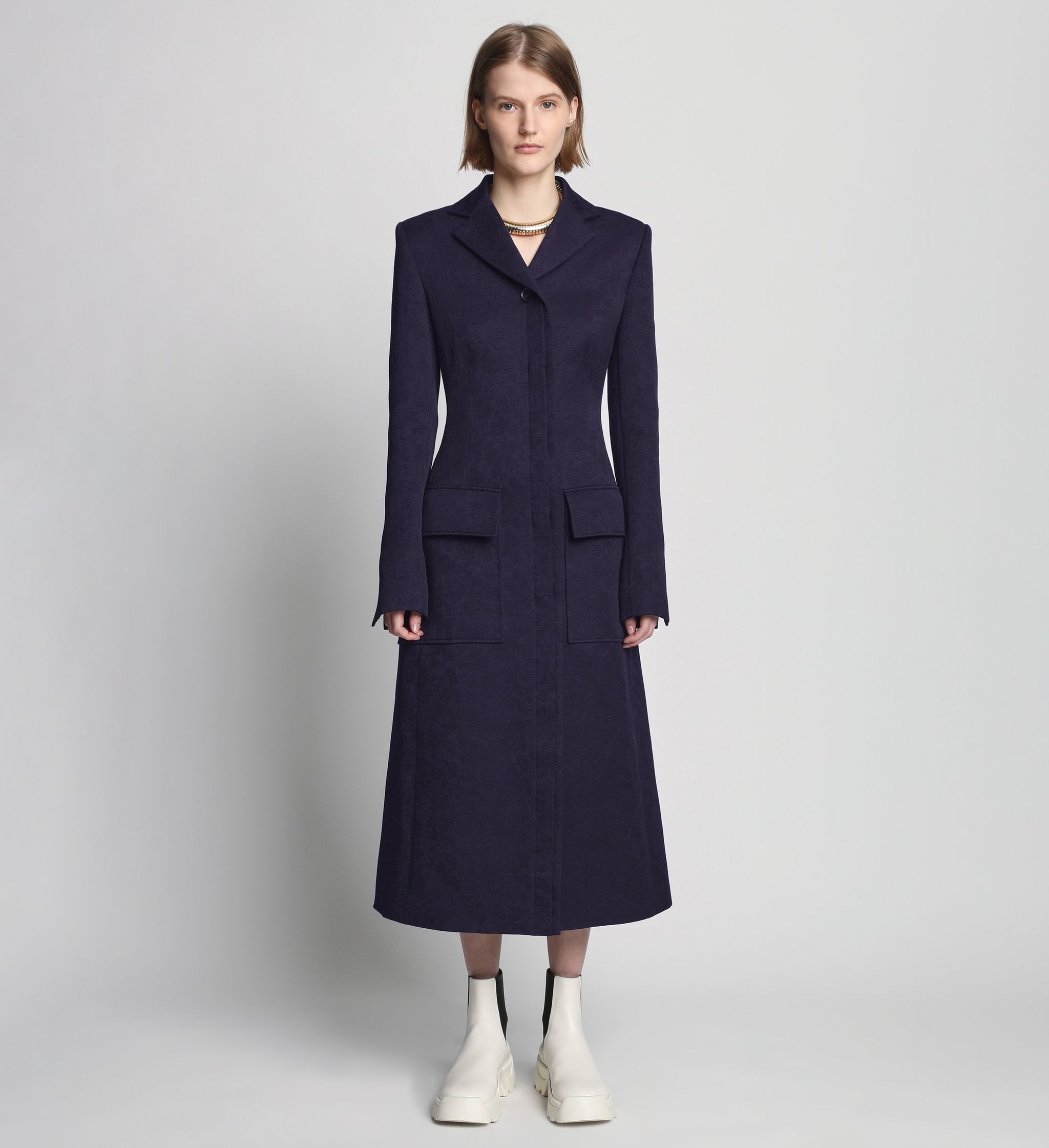 Cotton Wool Jacquard Coat - 2