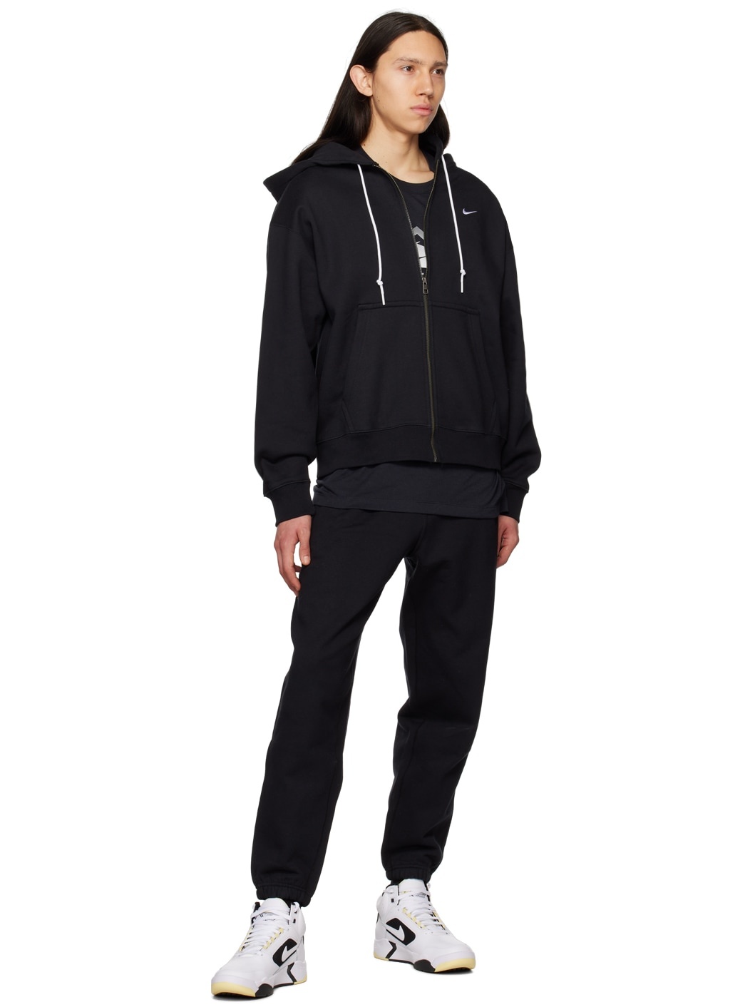 Black Solo Swoosh Zip-Up Hoodie - 4