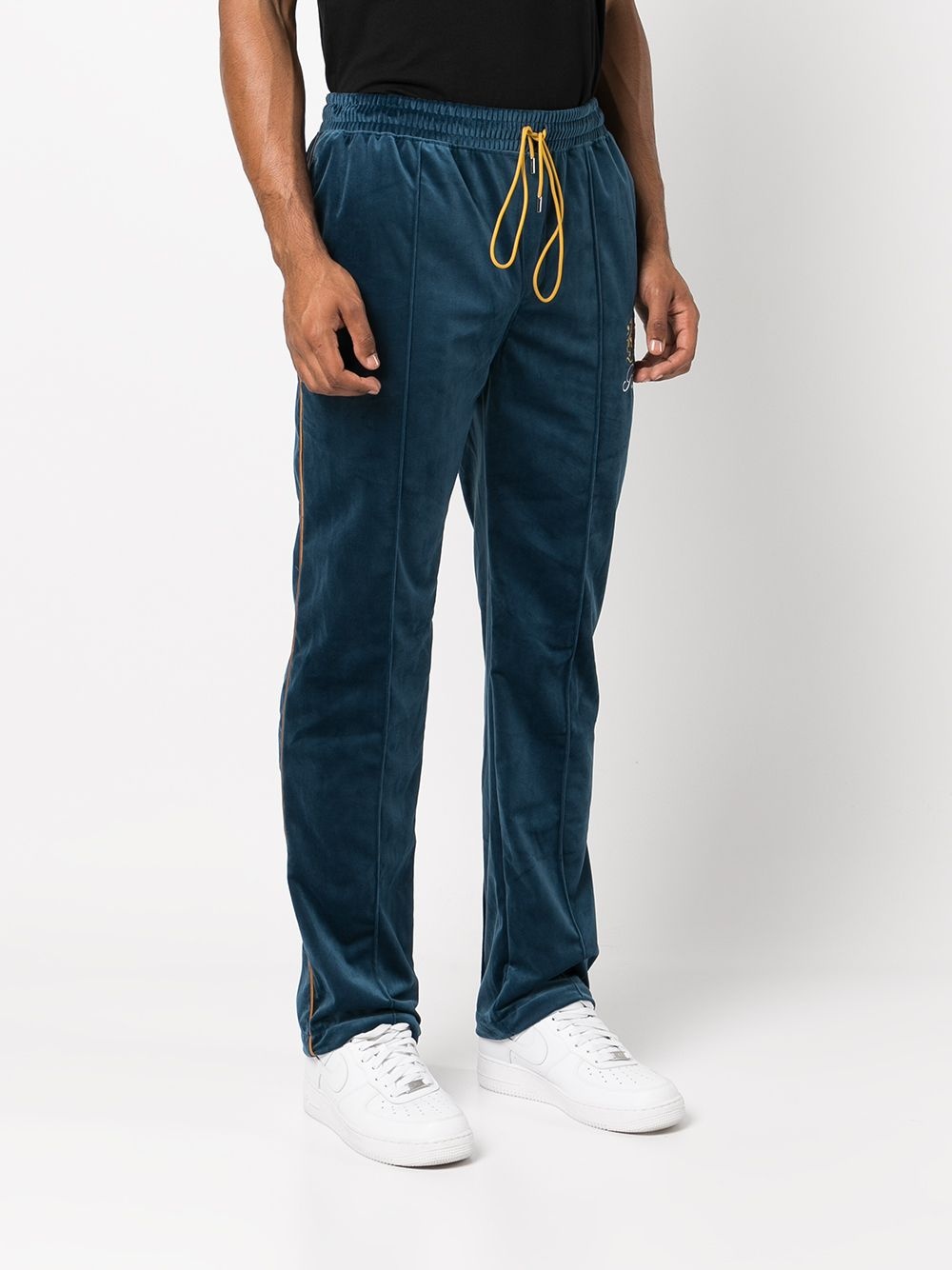 embroidered velvet track pants - 3