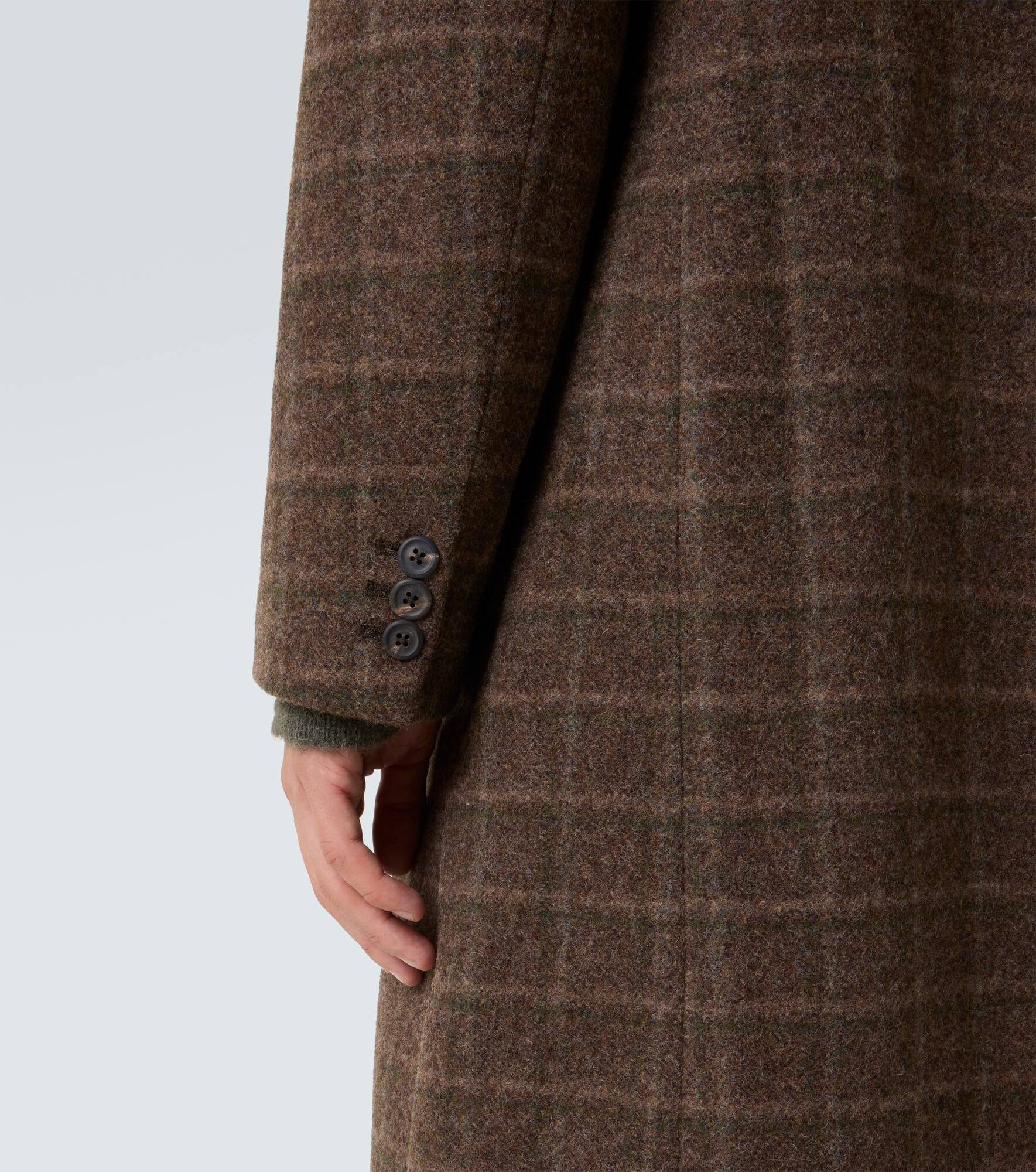 Whale checked virgin wool coat - 7