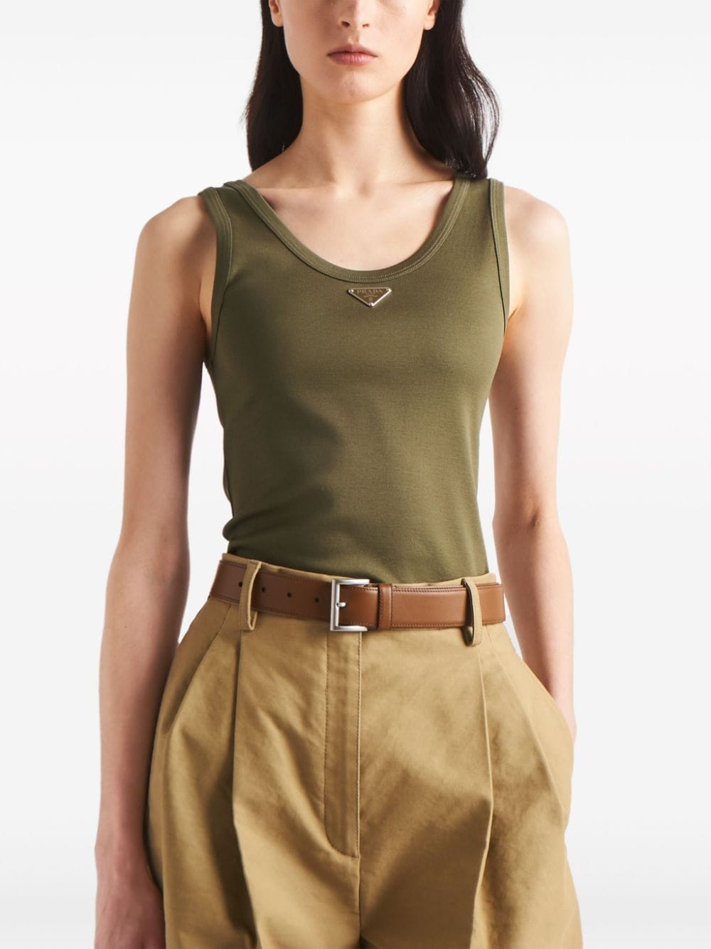 triangle-logo ribbed-knit tank top - 4