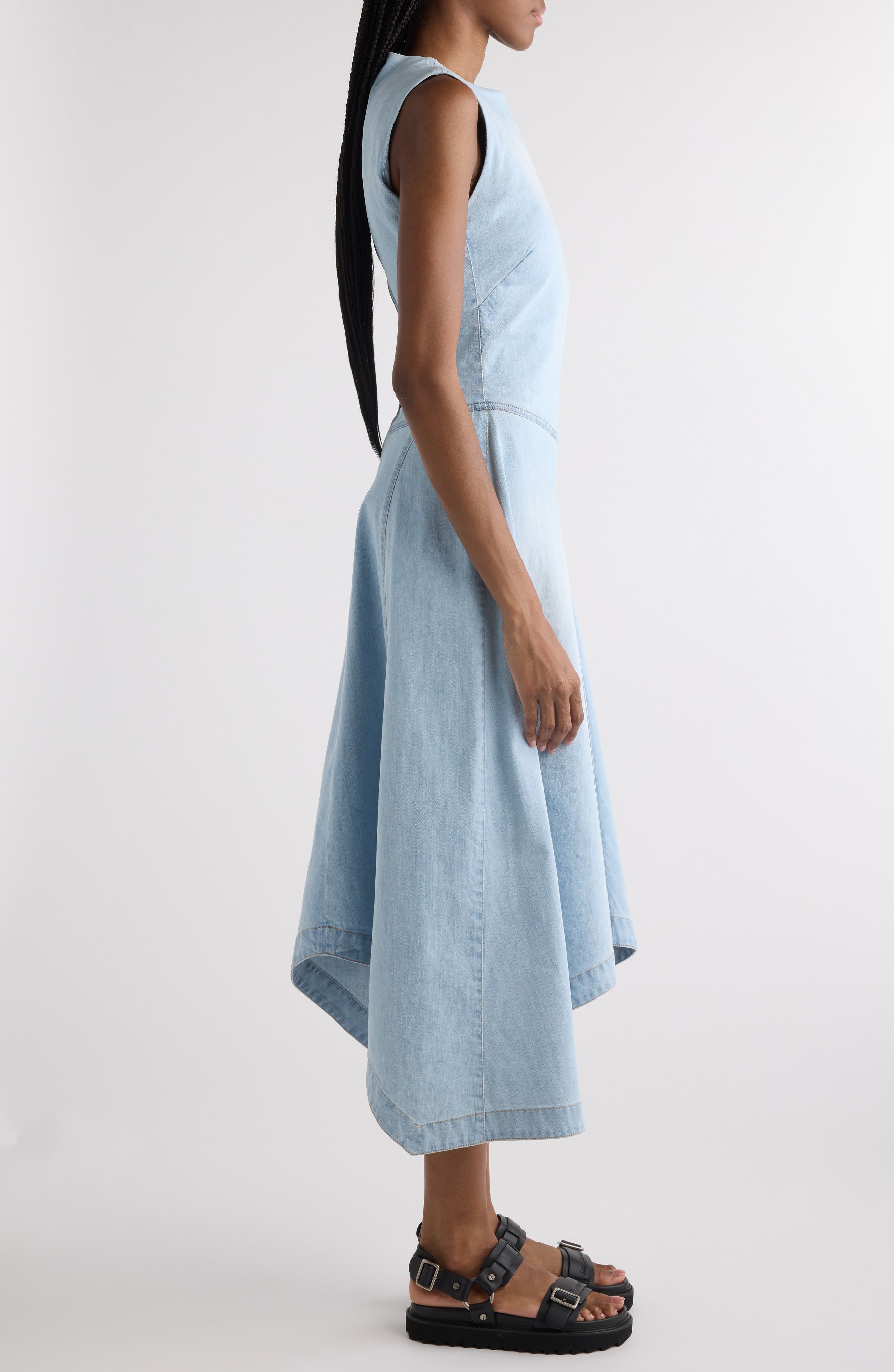 Acne Studios Difel Asymmetric Stretch Denim Dress in Light Blue at Nordstrom - 3