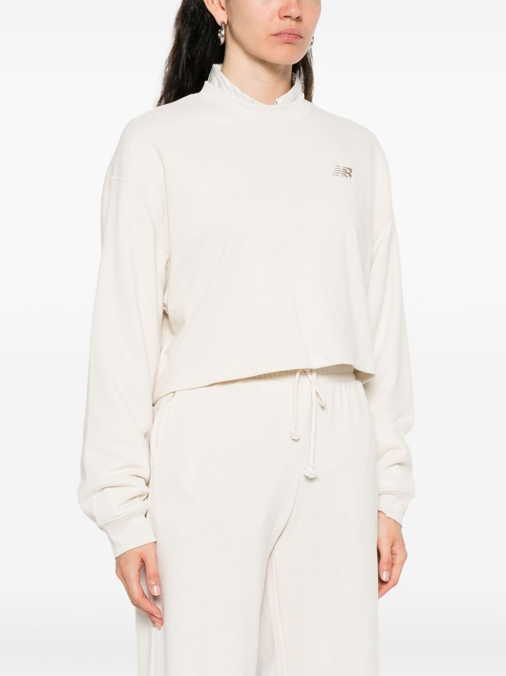 logo-embroidered cropped sweatshirt - 3