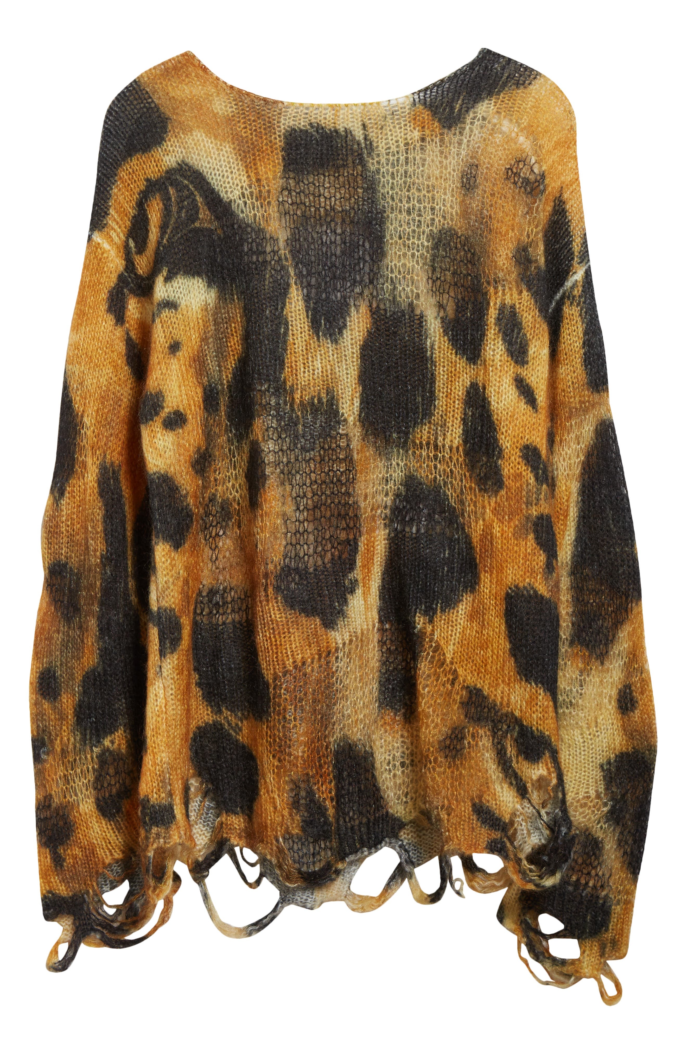 R13 Distressed Leopard Print Boyfriend Sweater at Nordstrom - 6