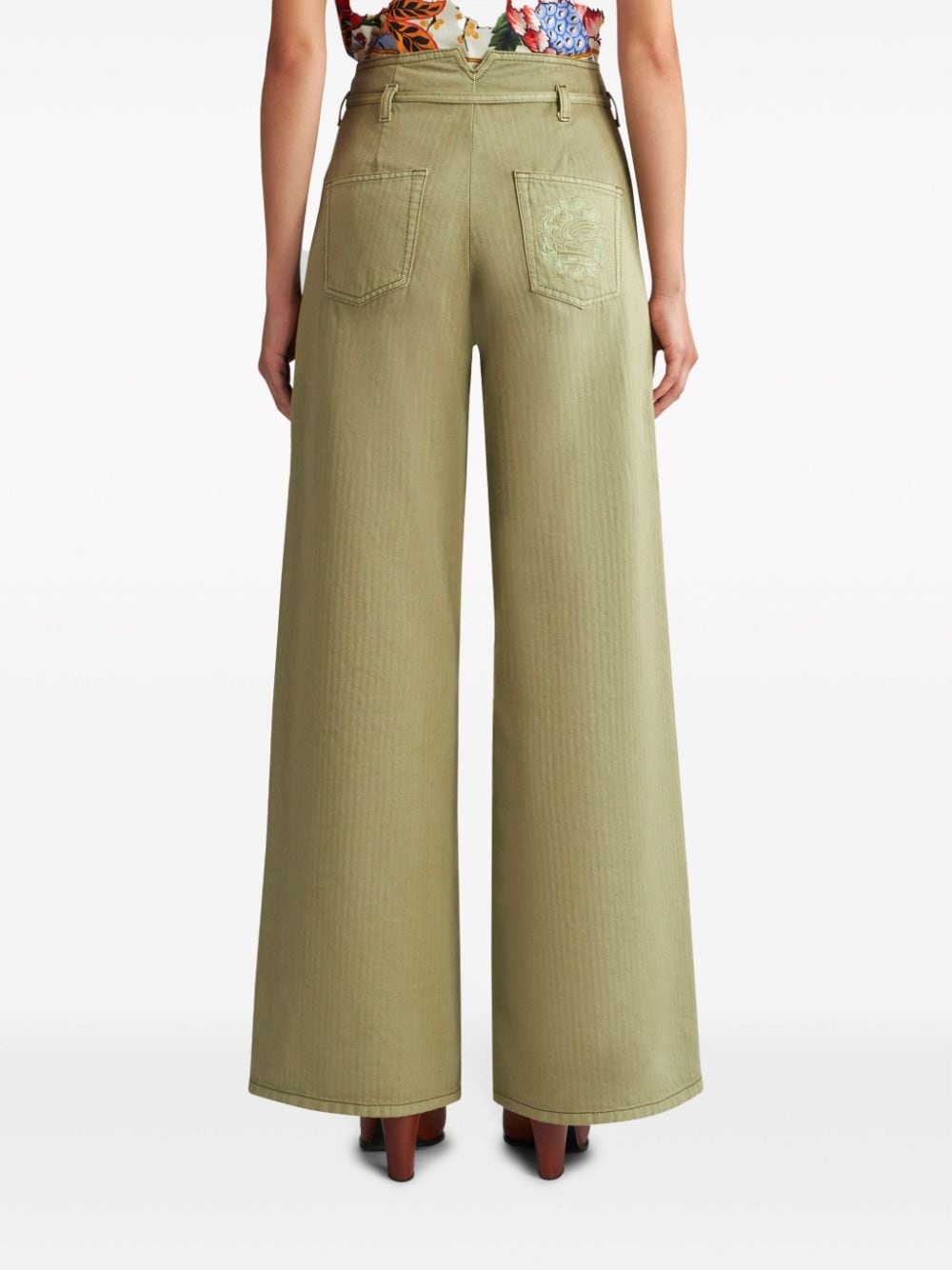 Pegaso-embroidered wide-leg jeans - 4