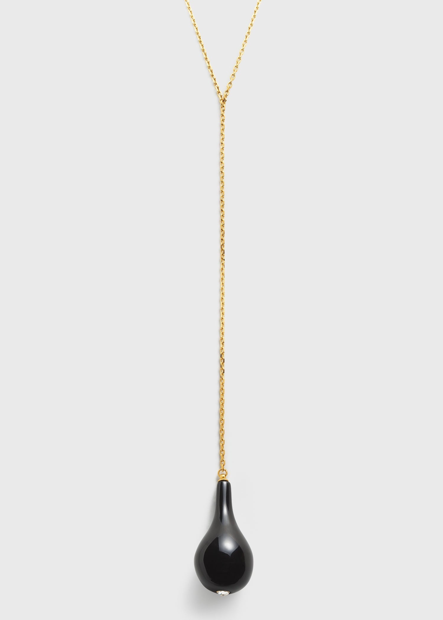 Large onyx drop necklace black/gold - 3