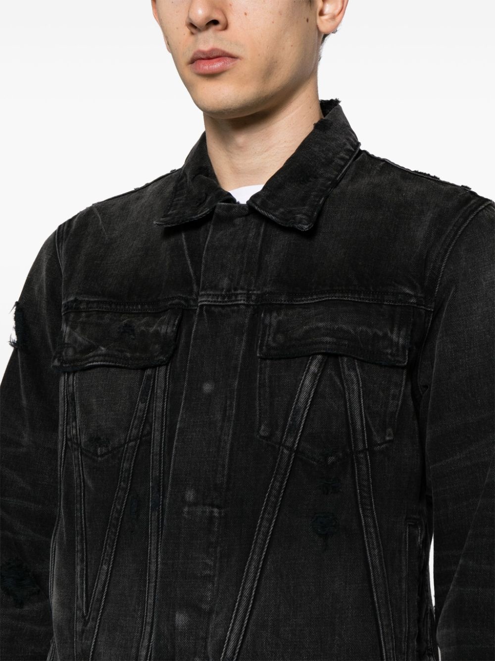 faded panelled denim jacket - 5