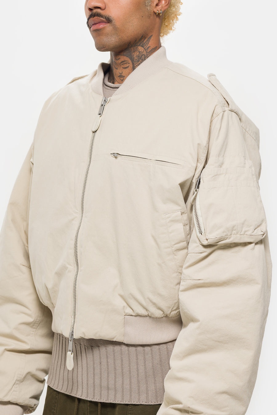 A-4 Bomber Jacket in Off White - 4