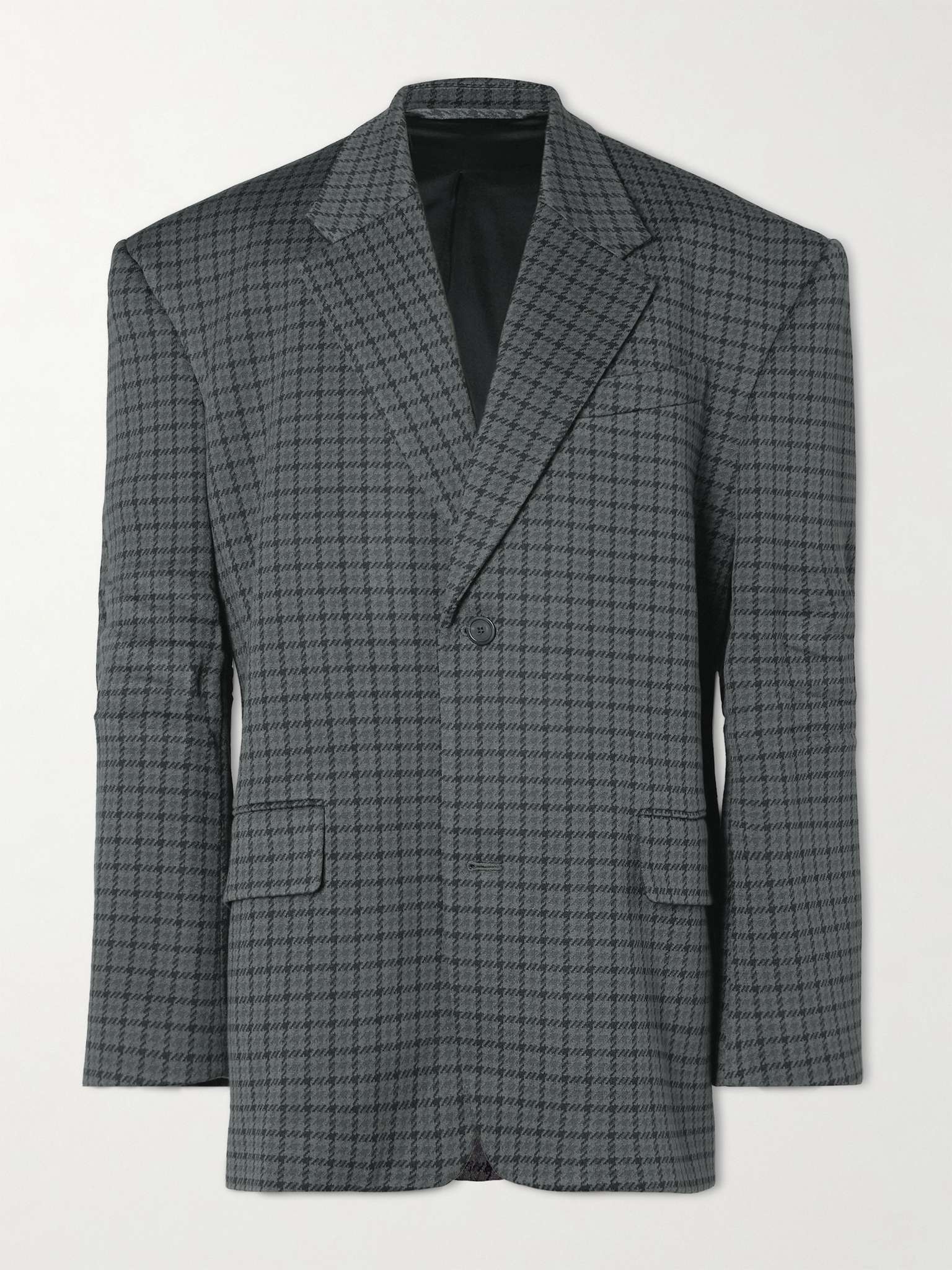 Oversized Houndstooth Knitted Blazer - 1