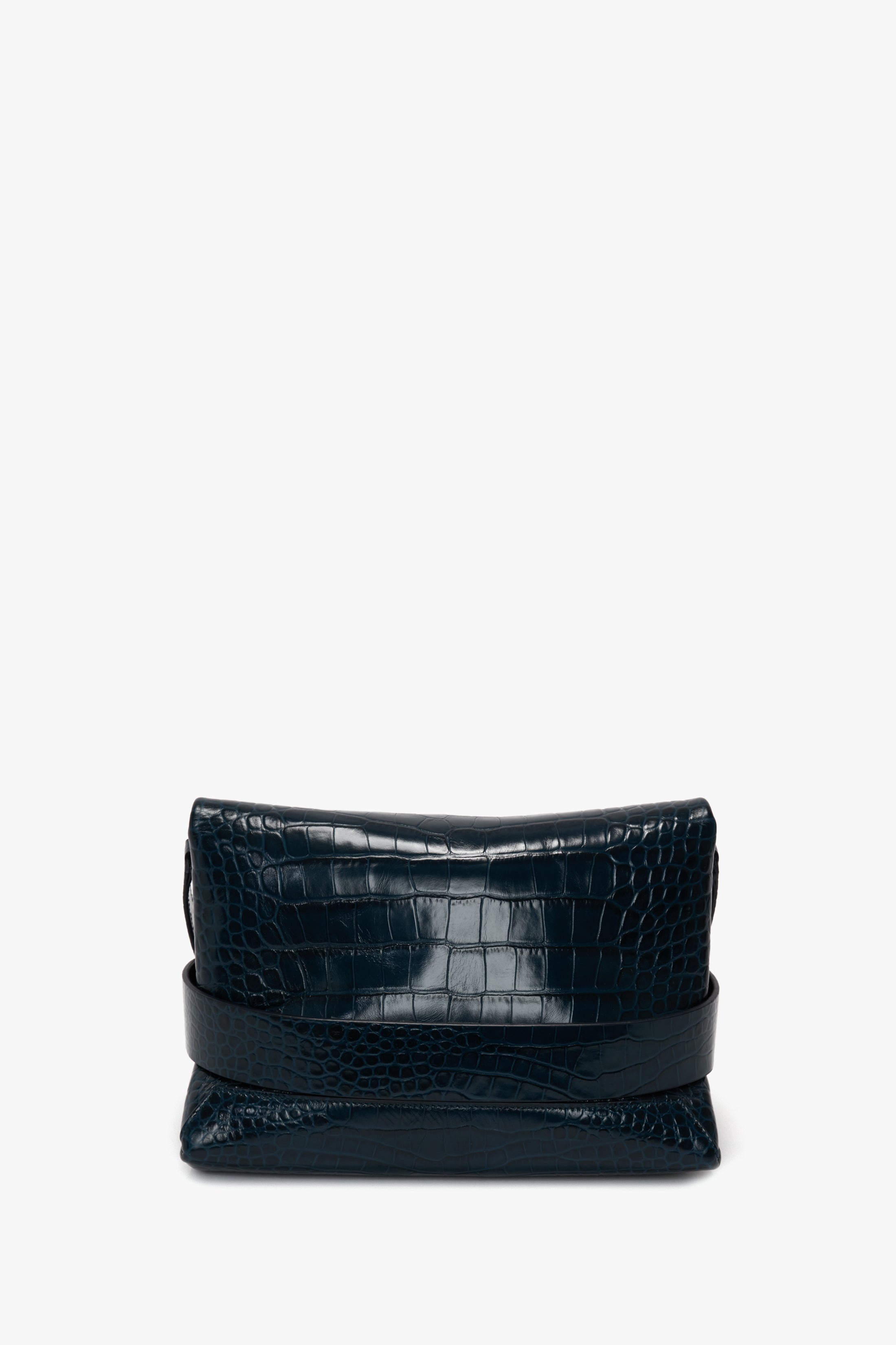 B Pouch In Croc Effect Midnight Blue Leather - 5