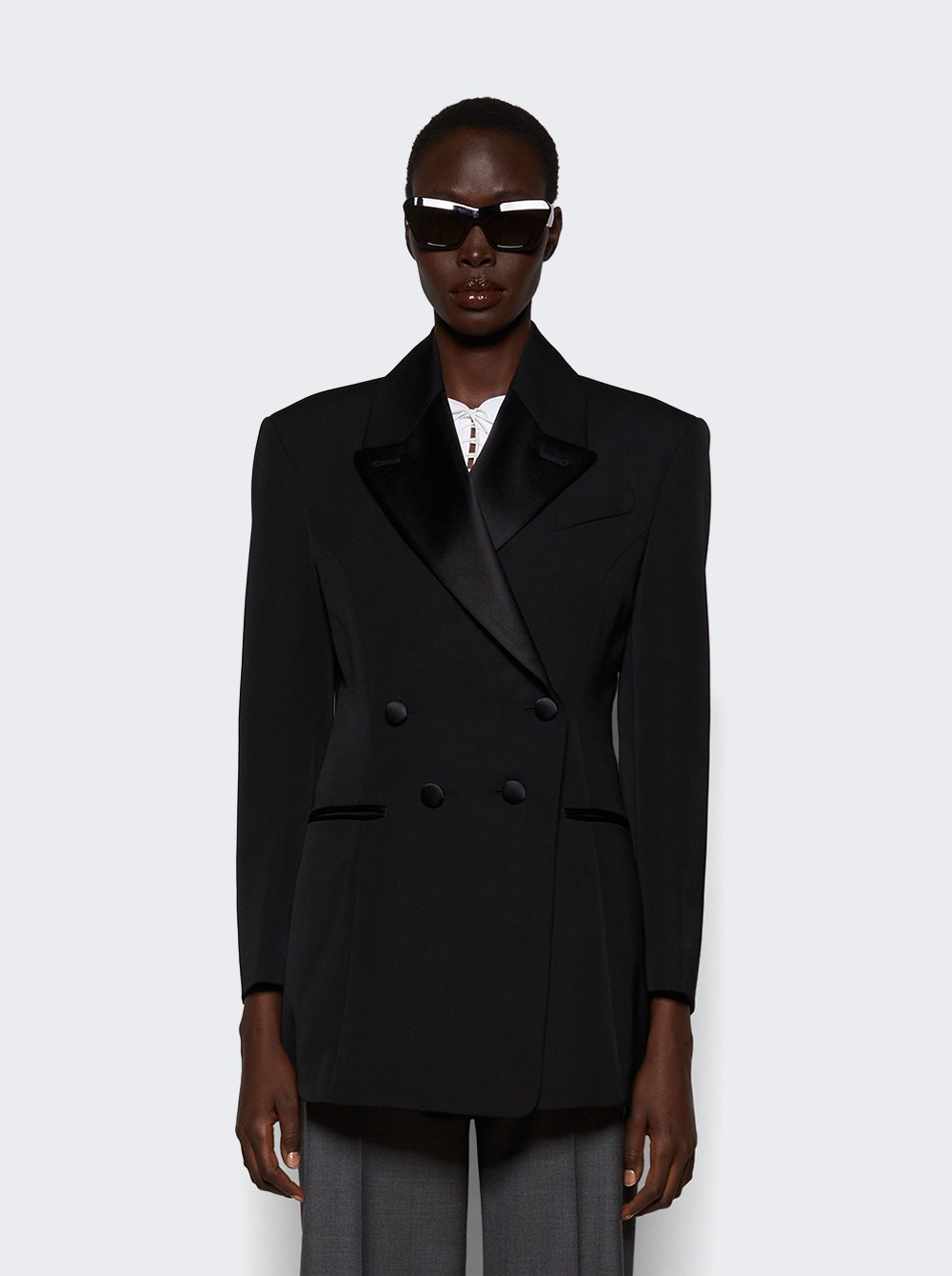 Pleated Back Smoking Jacket Black - 2