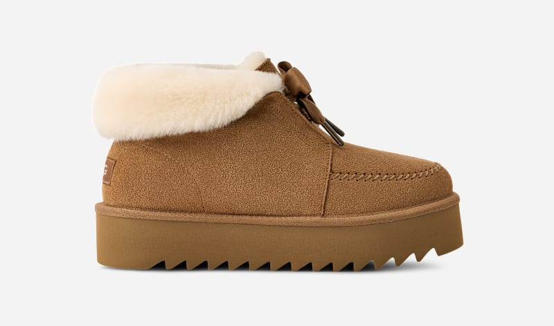 ® Women's Kallen Platform Sheepskin Slippers in Chestnut 1