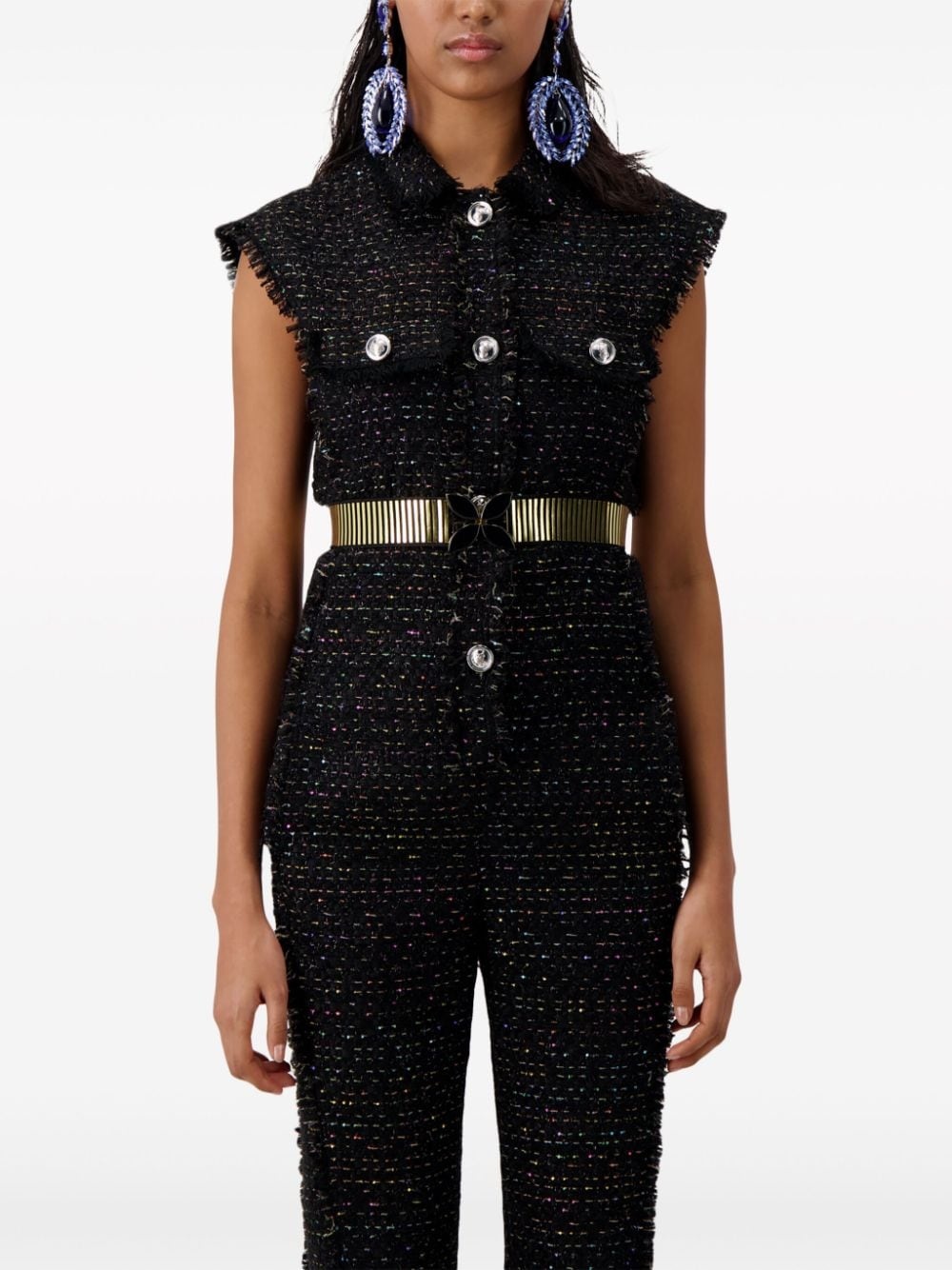 metallic-threading bouclÃ© jumpsuit - 7