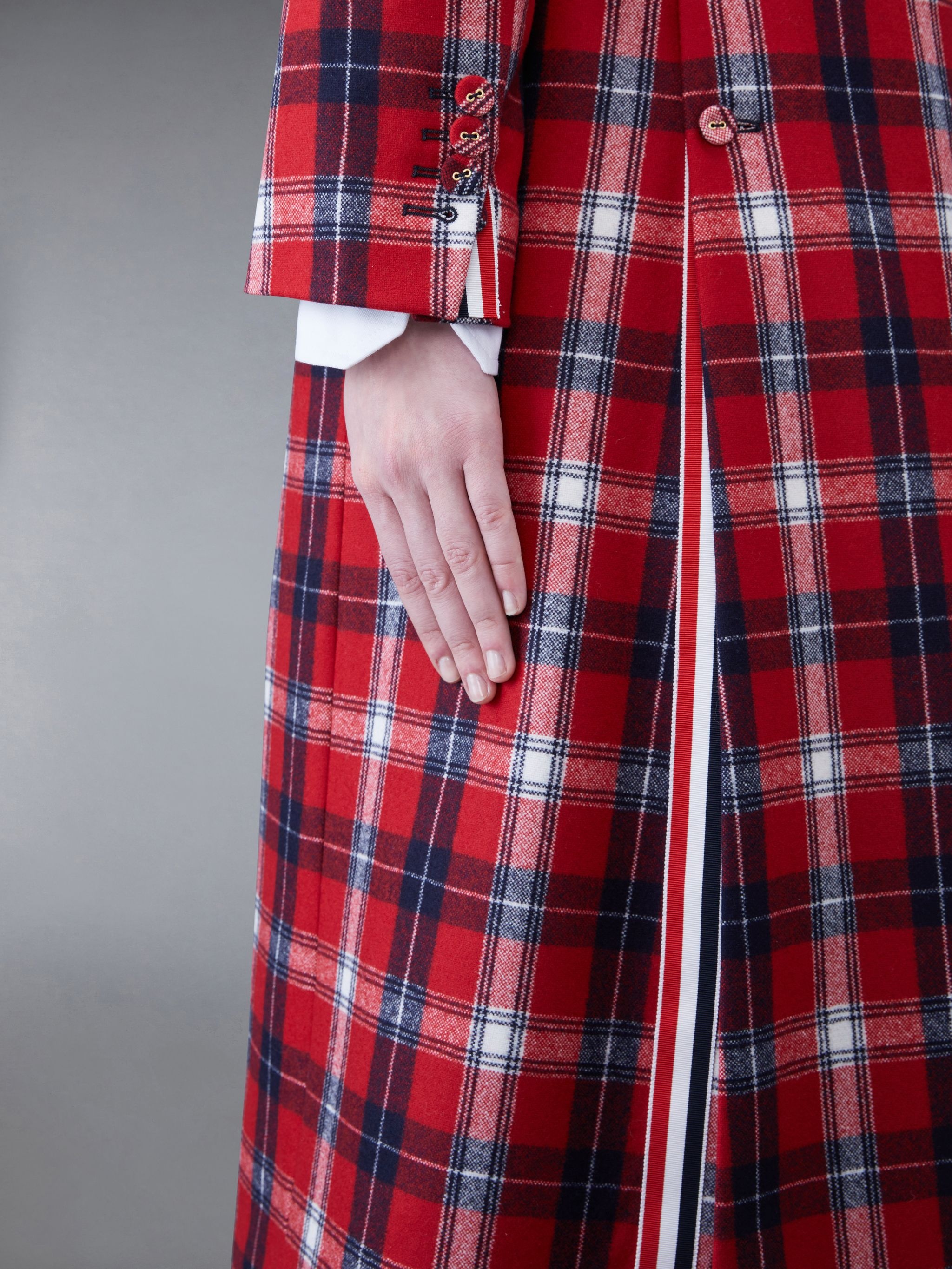 Tartan Flannel Wide Lapel Overcoat - 6