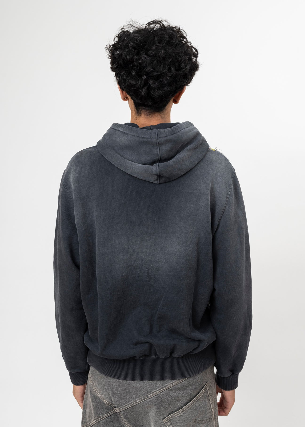 BLACK DOUBLET EMBROIDERED CHAIN ZIP-UP HOODIE - 3