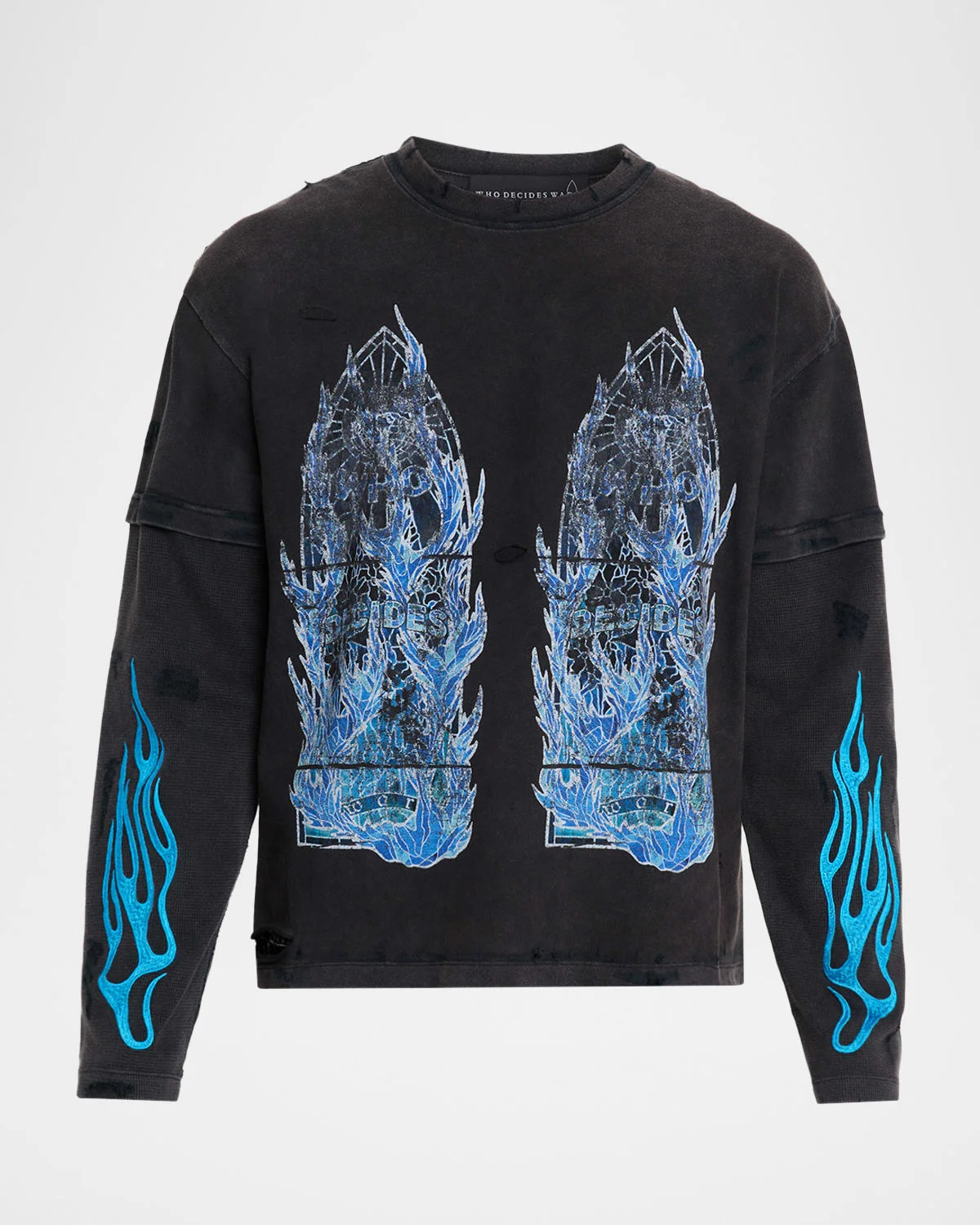 Men's Bad To The Bone Distressed Cotton Layered Long-Sleeve T-Shirt - 1