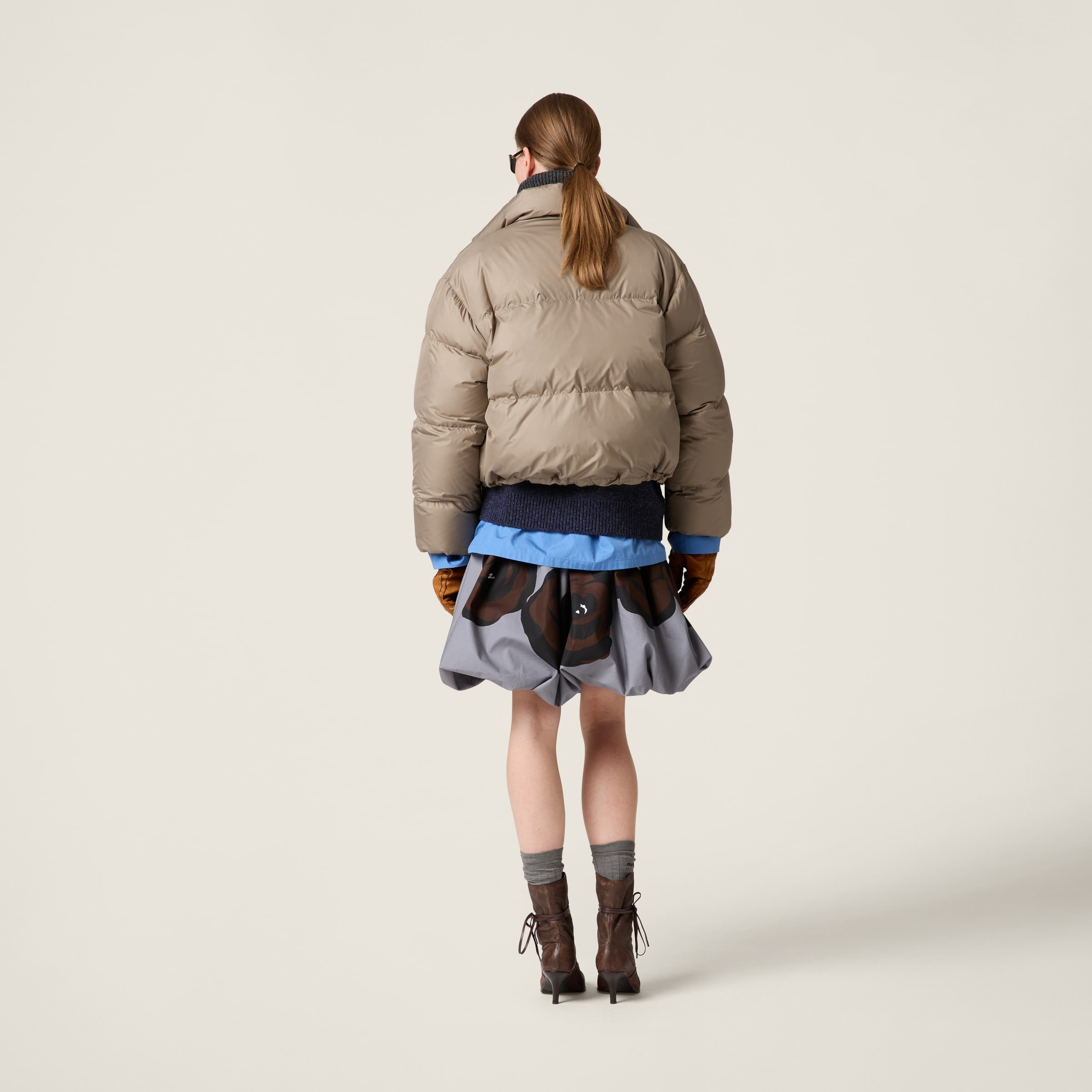 Technical pongé down jacket - 3