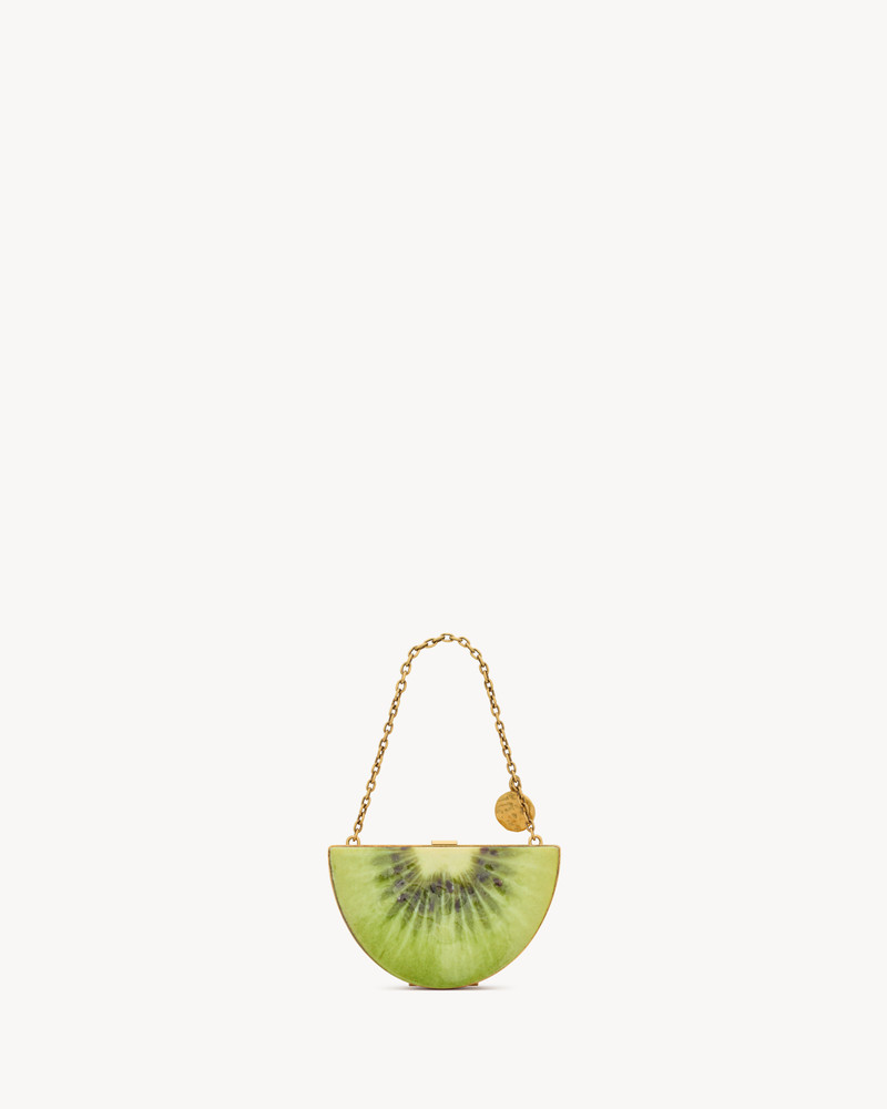 SAINT LAURENT EVENING MINI KIWI CLUTCH IN RESIN outlook