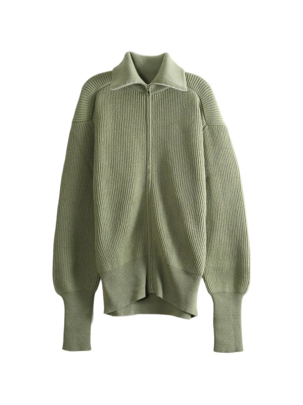 ribbed-knit zip-up sweater - 1