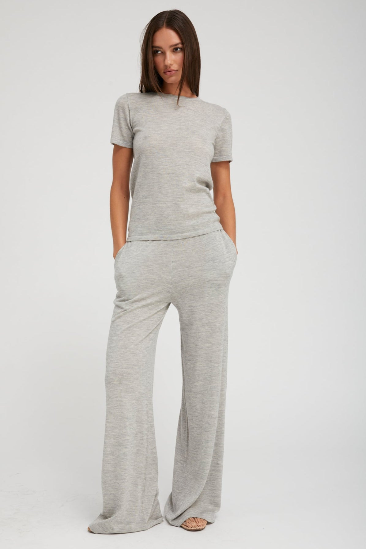 OXFORD ULTRA FINE CASHMERE WIDE LEG PANTS - 2