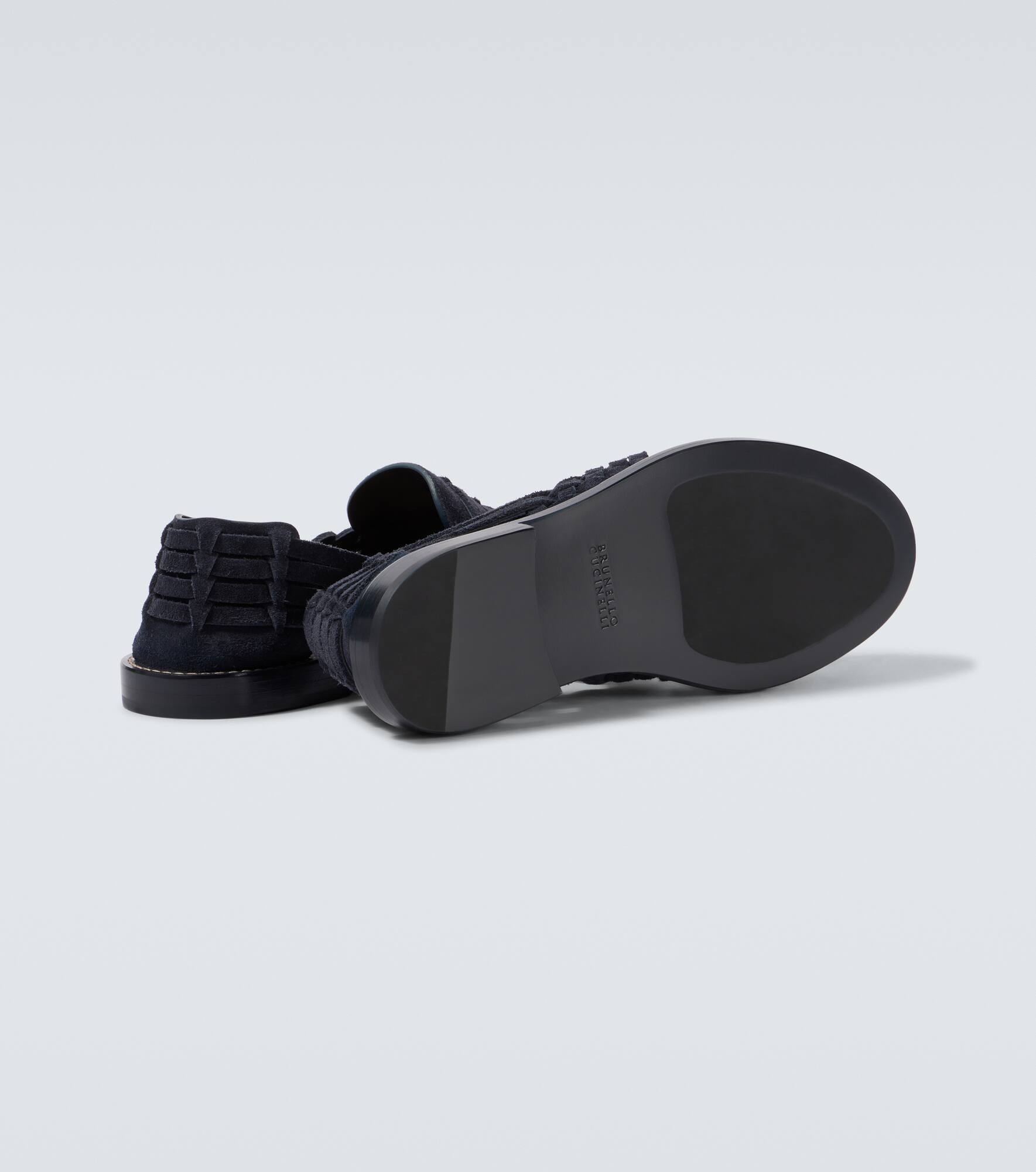 Woven suede loafers - 7