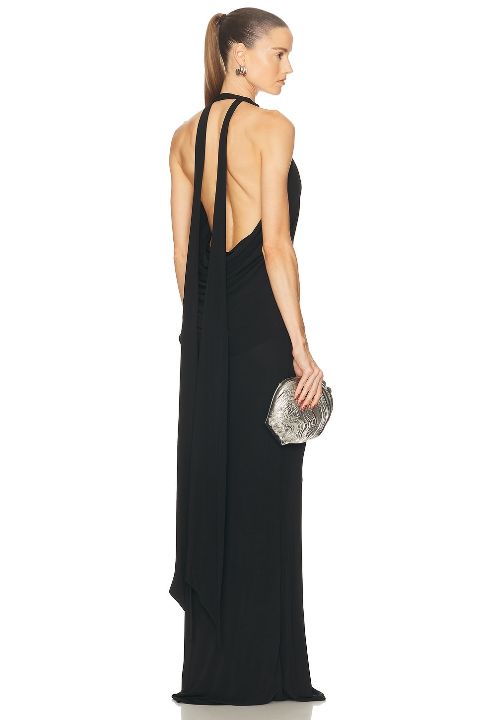 Lavalliere Draped Jersey Halter Dress - 4