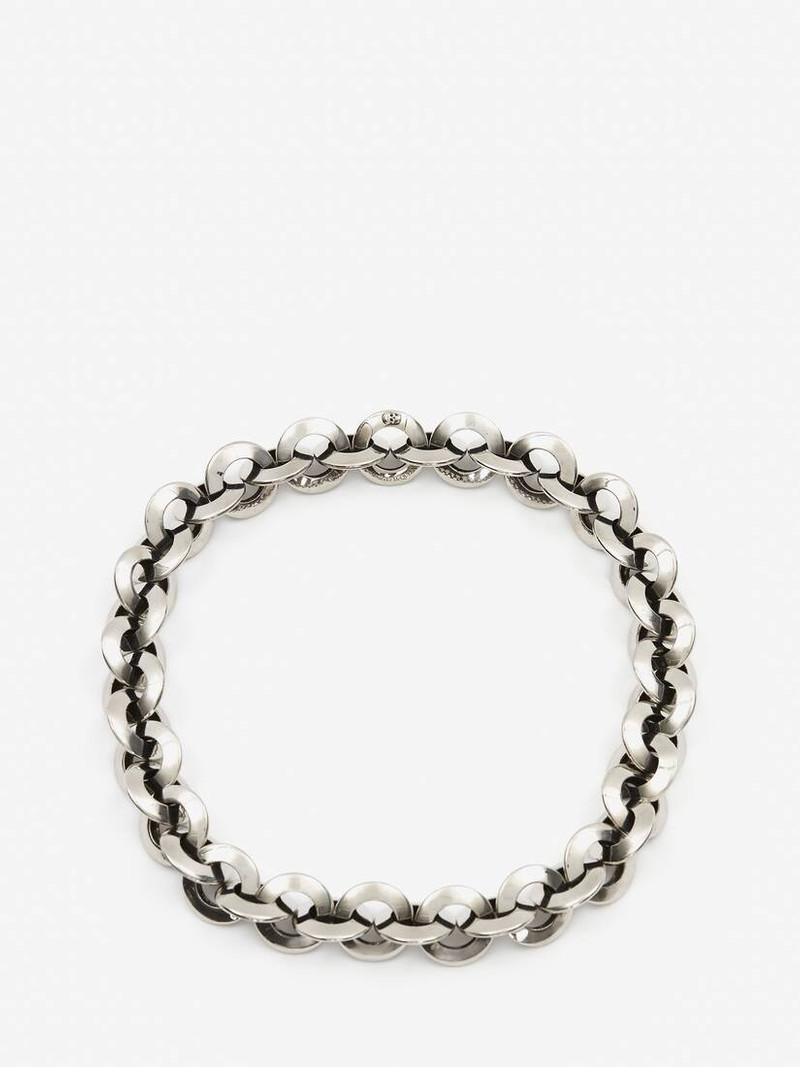 Women's Eyelet Chain Choker in Antique Silver 1