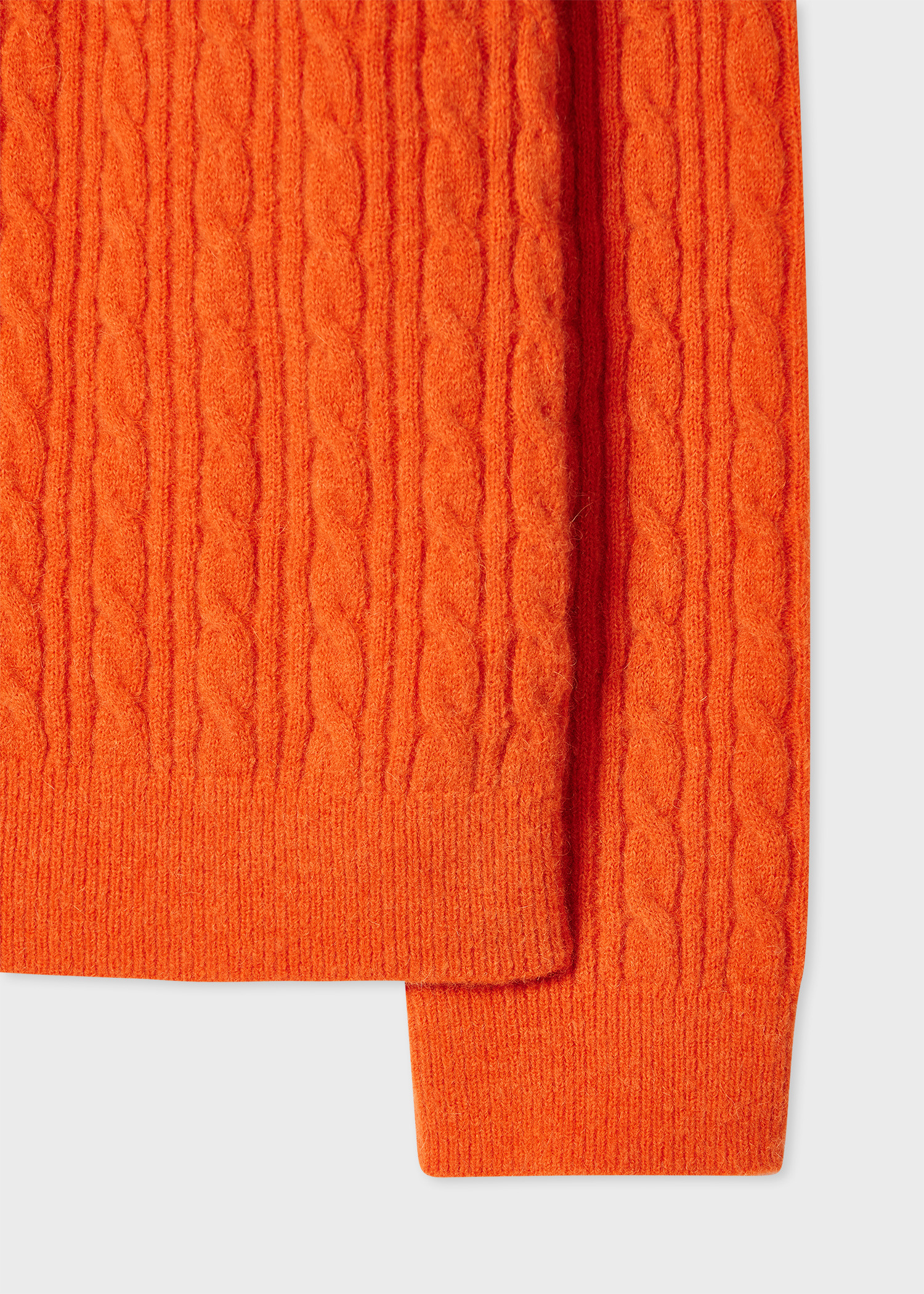 Orange Alpaca-Blend Cable Knit Sweater - 2